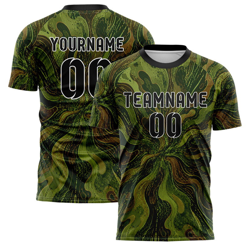 Olivgruen erdiges abstrakte Linien Organic Blobs Outline Design 12-0092 individuelles Fußballtrikot main