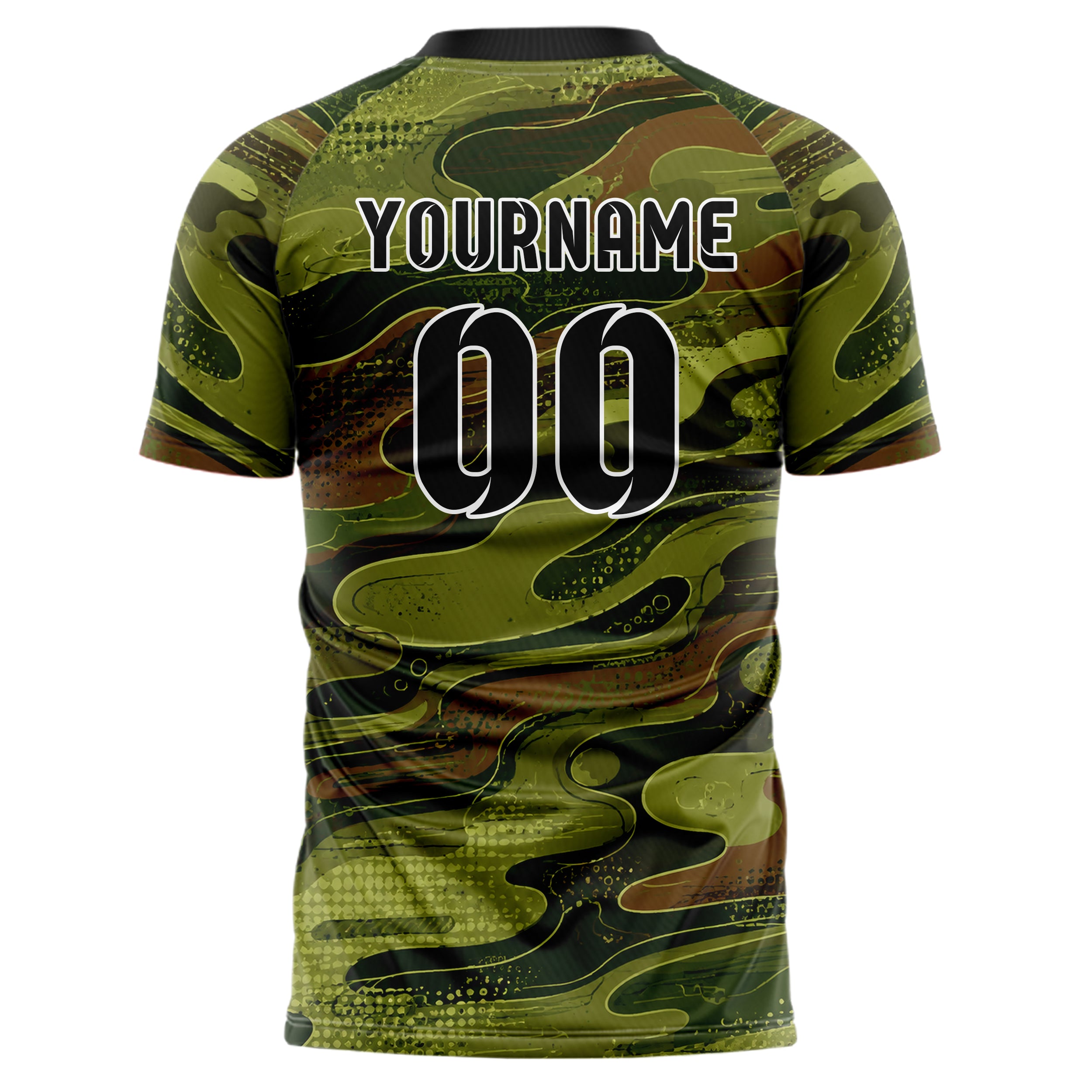Olivgruen erdiges abstrakte Linien Organic Blobs Outline Design 12-0164 individuelles Fußballtrikot back