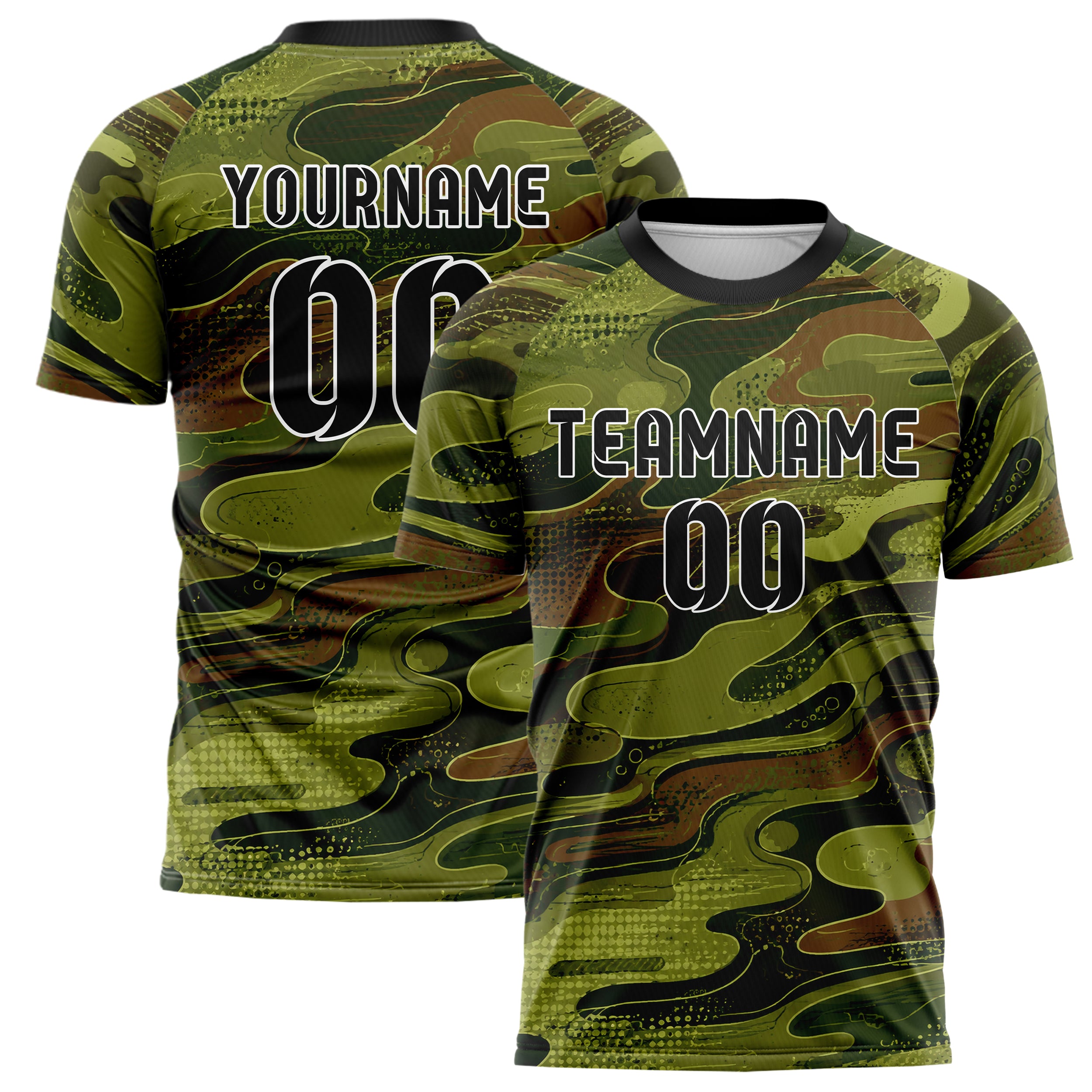 Olivgruen erdiges abstrakte Linien Organic Blobs Outline Design 12-0164 individuelles Fußballtrikot main