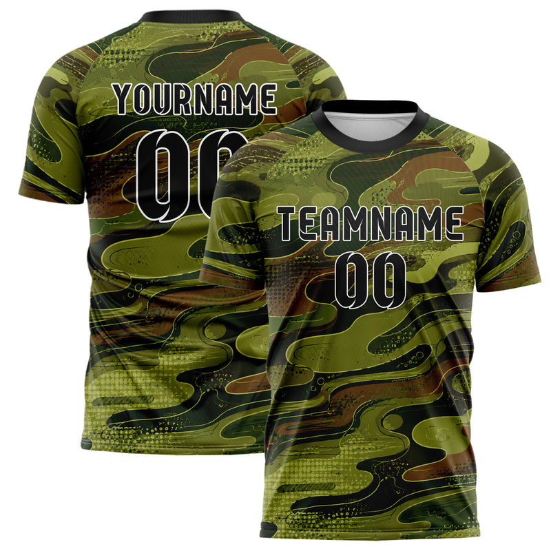 Olivgruen erdiges abstrakte Linien Organic Blobs Outline Design 12-0164 individuelles Fußballtrikot main
