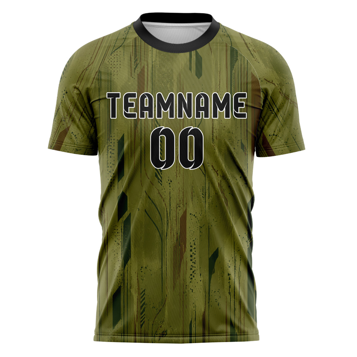 Olivgruen erdiges abstrakte Linien Speckles Line Accents Design 12-0440 individuelles Fußballtrikot front