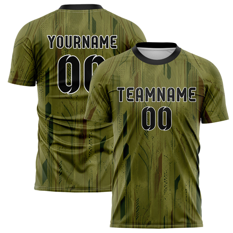 Olivgruen erdiges abstrakte Linien Speckles Line Accents Design 12-0440 individuelles Fußballtrikot main