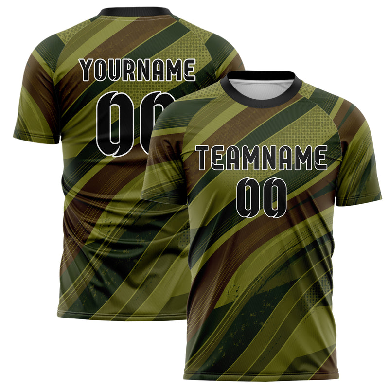 Olivgruen erdiges abstrakte Linien wavy Parallel Curves Design 12-0134 individuelles Fußballtrikot main