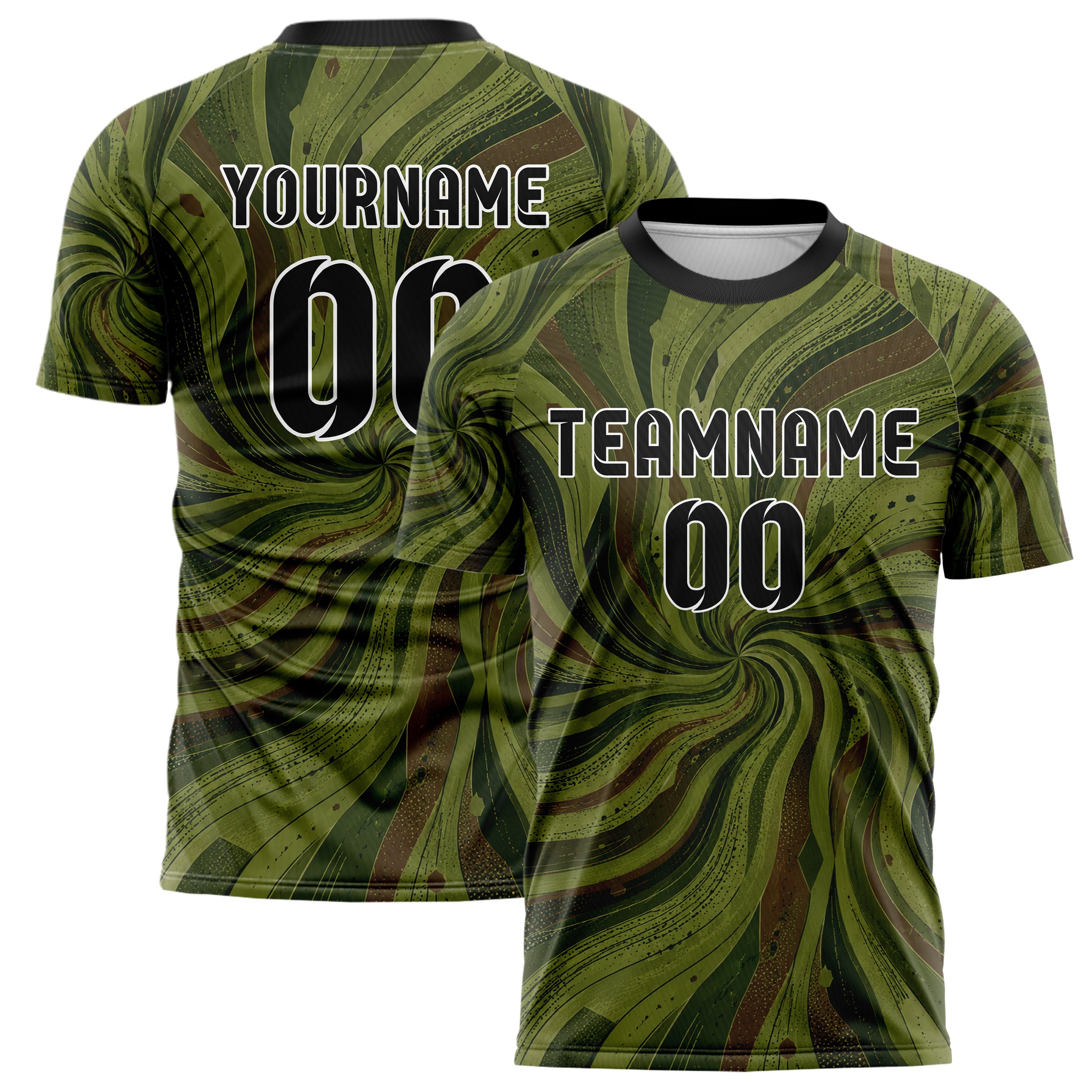 Olivgruen erdiges abstrakte Linien wavy Parallel Curves Design 12-0302 individuelles Fußballtrikot main