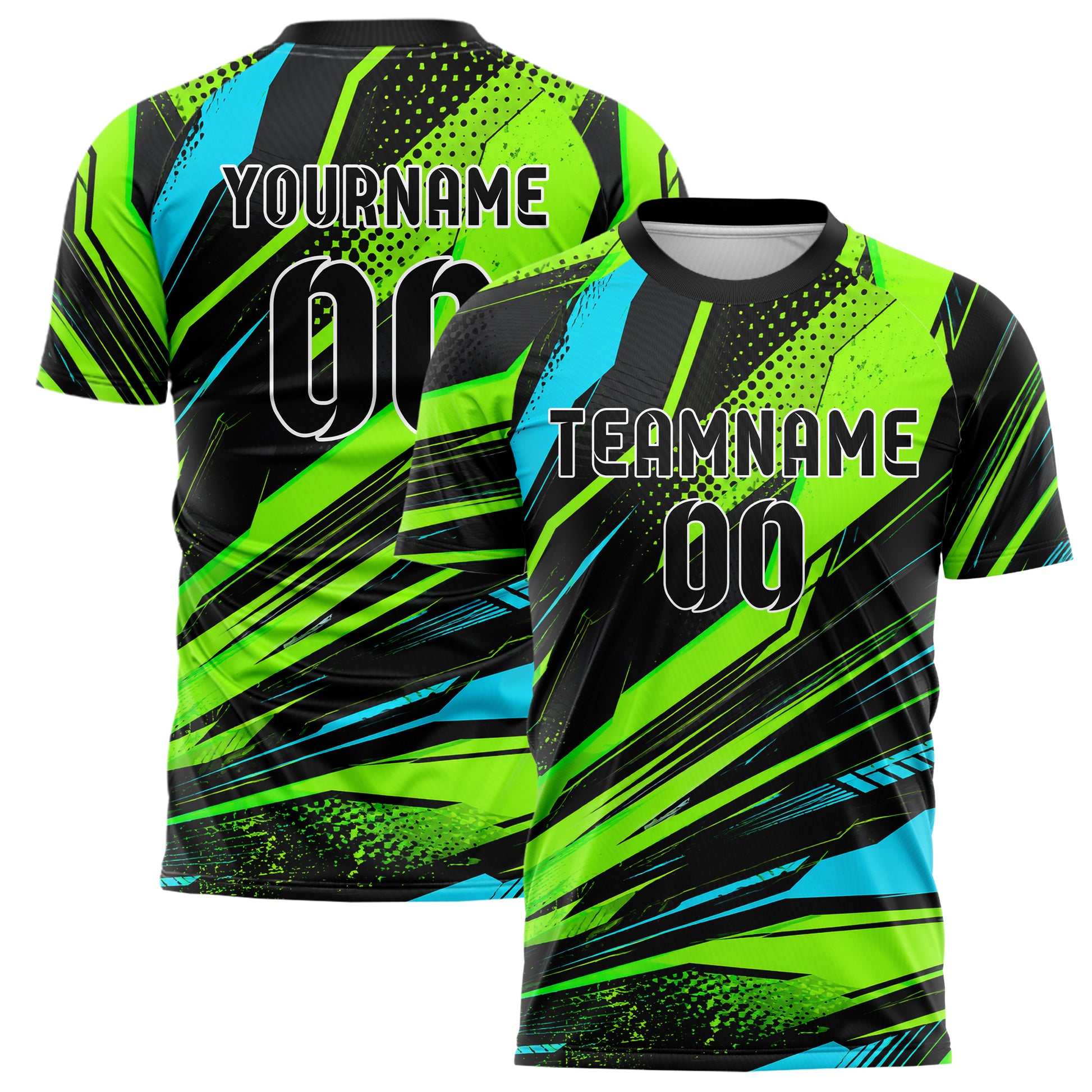 Neongruen lebendiges abstrakte Linien asymmetrische Vector Panels Design 12-0249 individuelles Fußballtrikot main