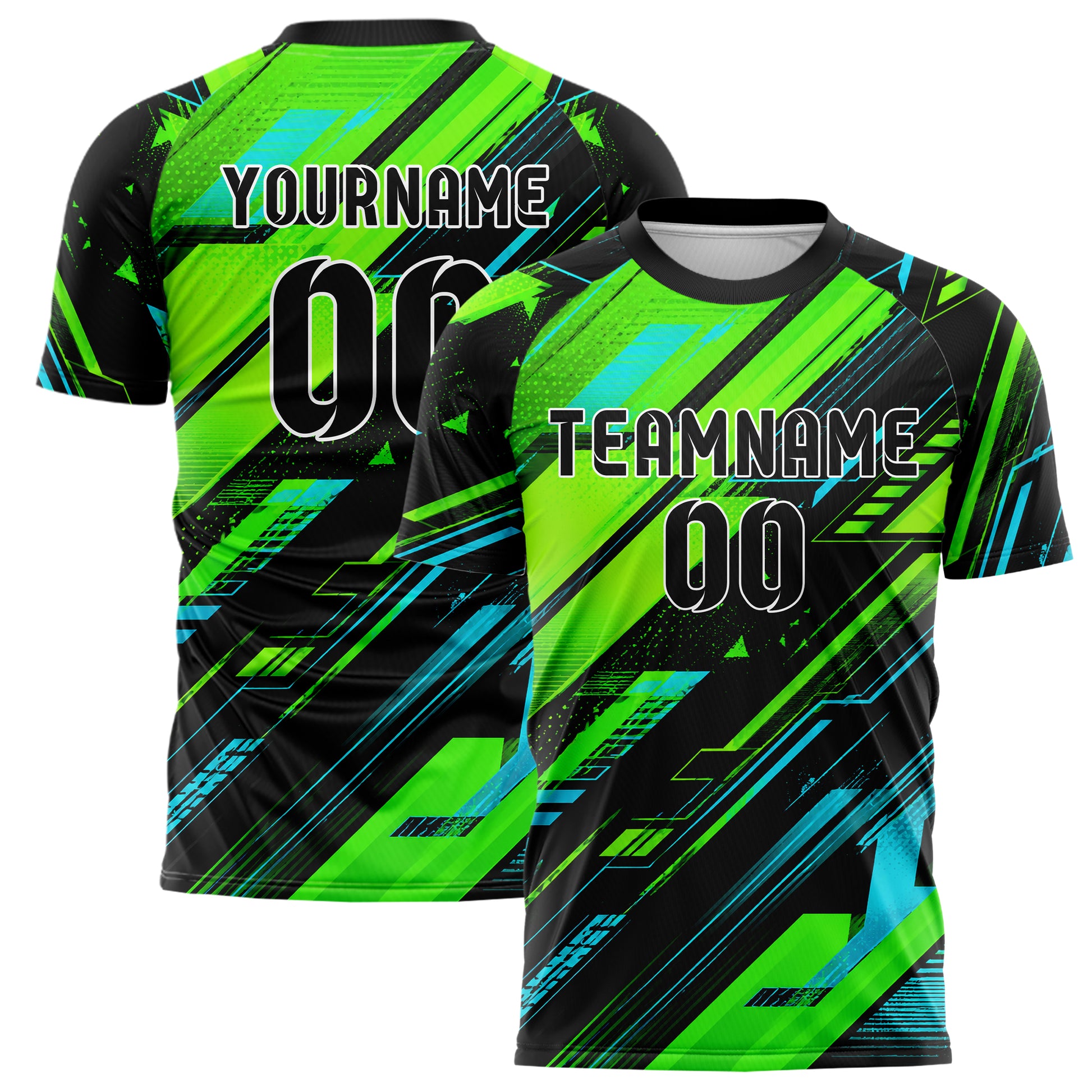 Neongruen lebendiges abstrakte Linien asymmetrische Vector Panels Design 12-0609 individuelles Fußballtrikot main