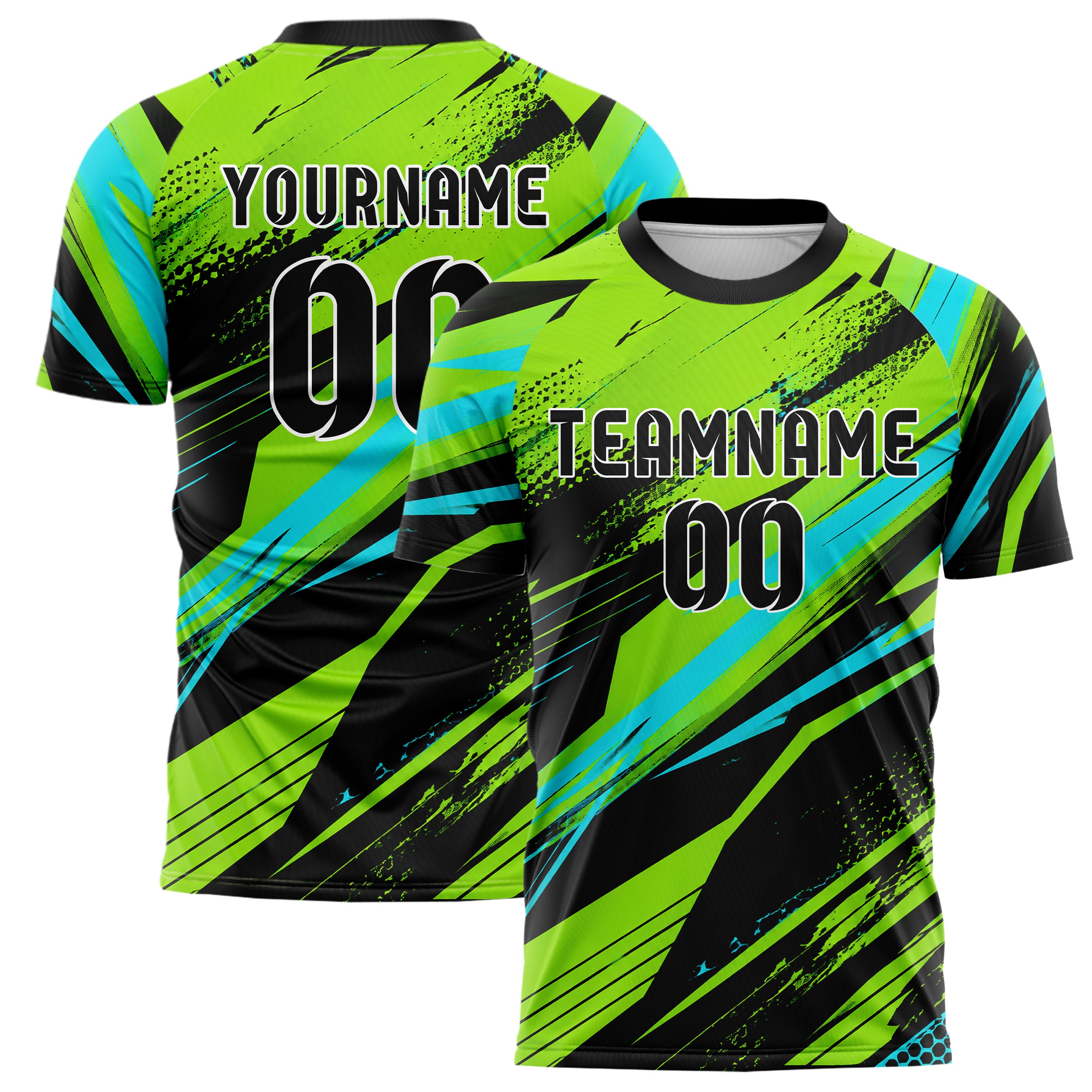 Neongruen lebendiges abstrakte Linien diagonale Streamlines Design 12-0411 individuelles Fußballtrikot main