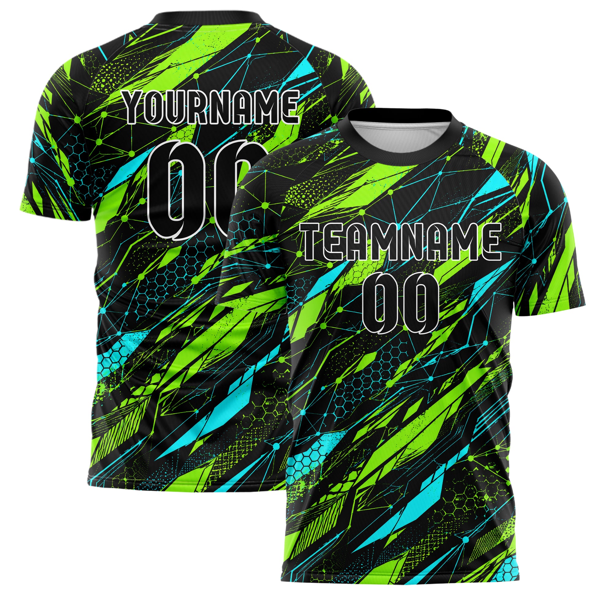 Neongruen lebendiges abstrakte Linien Network Web Design 12-0159 individuelles Fußballtrikot main