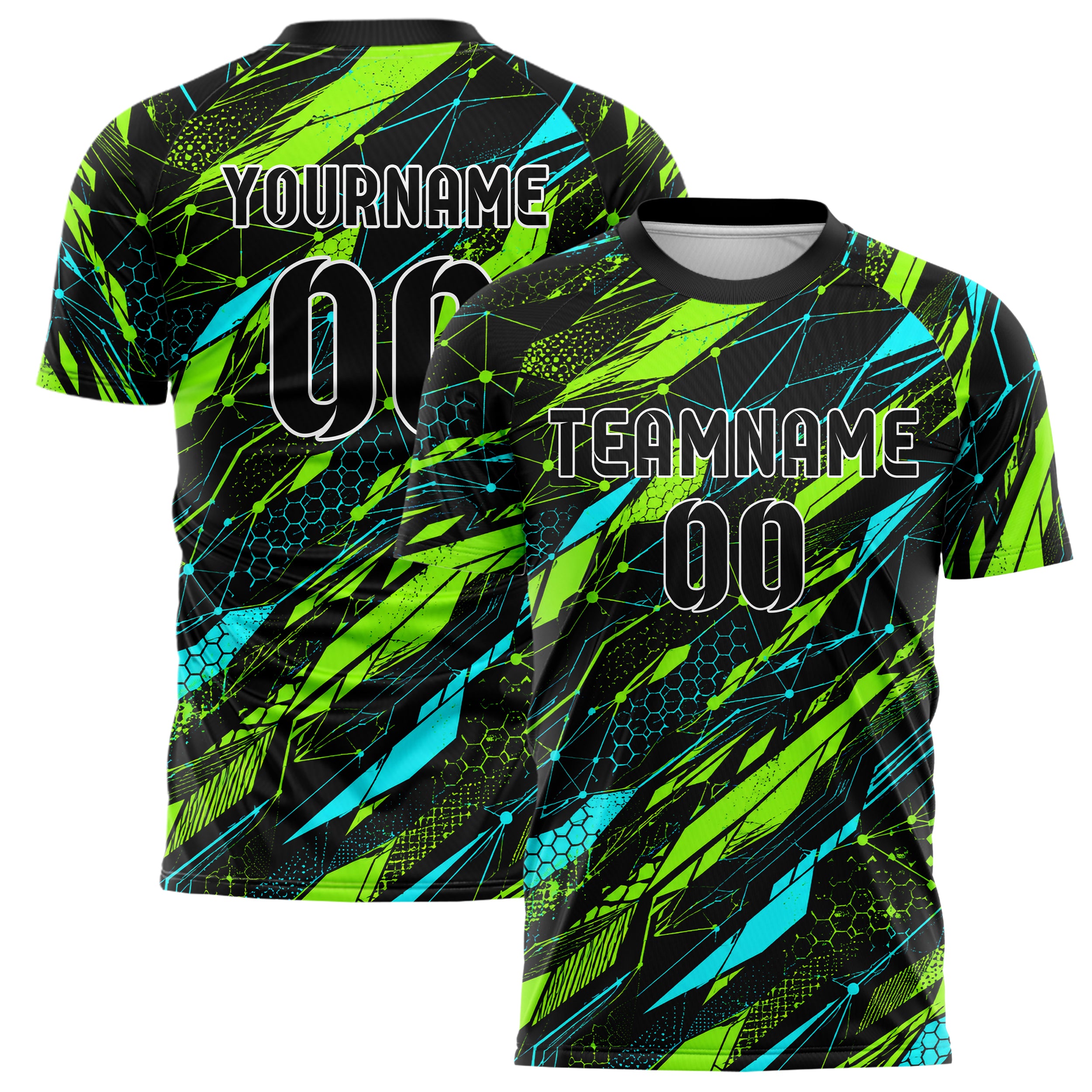 Neongruen lebendiges abstrakte Linien Network Web Design 12-0159 individuelles Fußballtrikot main