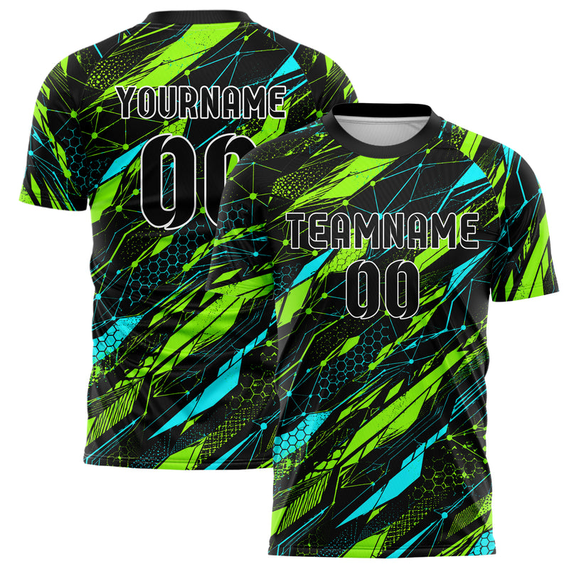 Neongruen lebendiges abstrakte Linien Network Web Design 12-0159 individuelles Fußballtrikot main