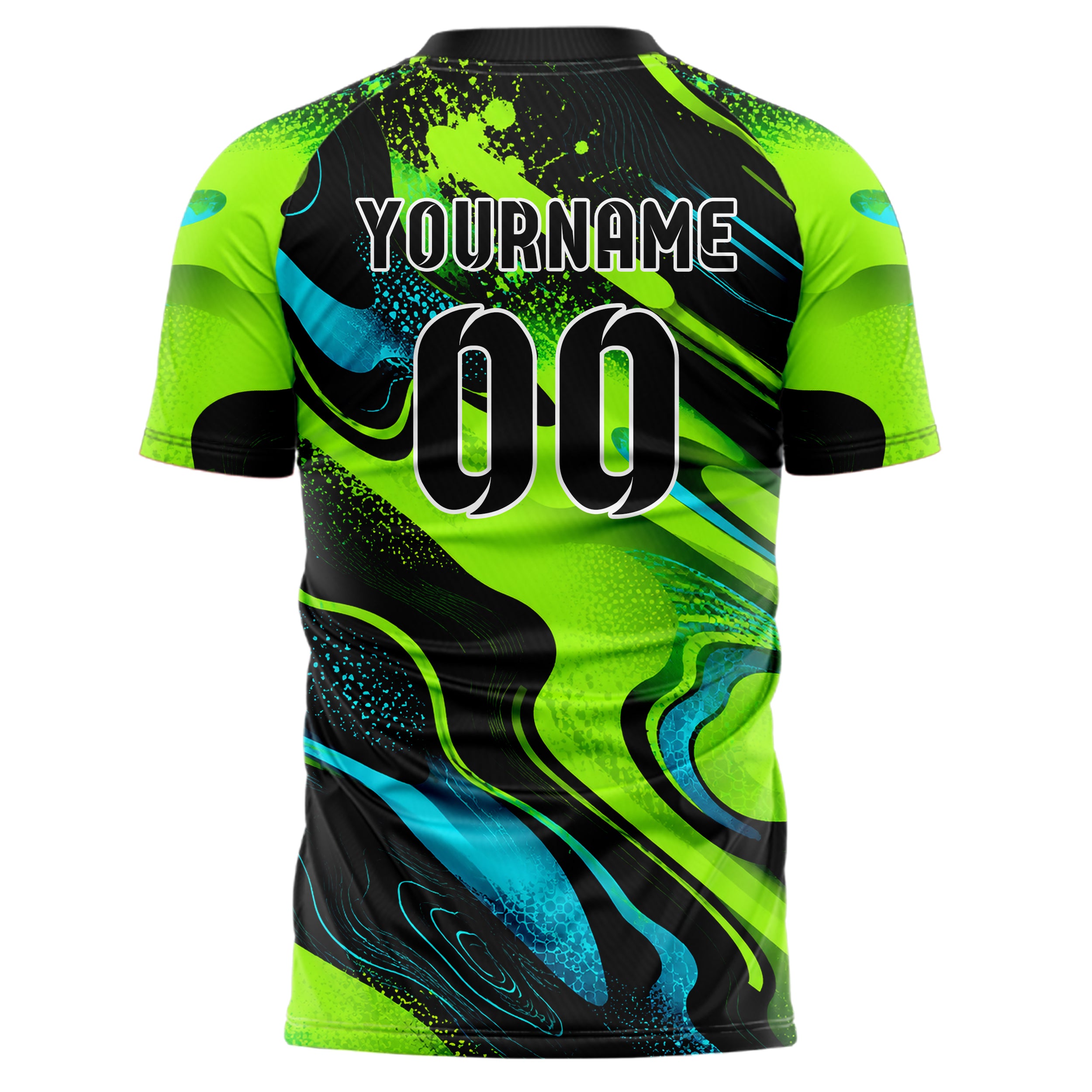 Neongruen lebendiges abstrakte Linien Organic Blobs Outline Design 12-0276 individuelles Fußballtrikot back