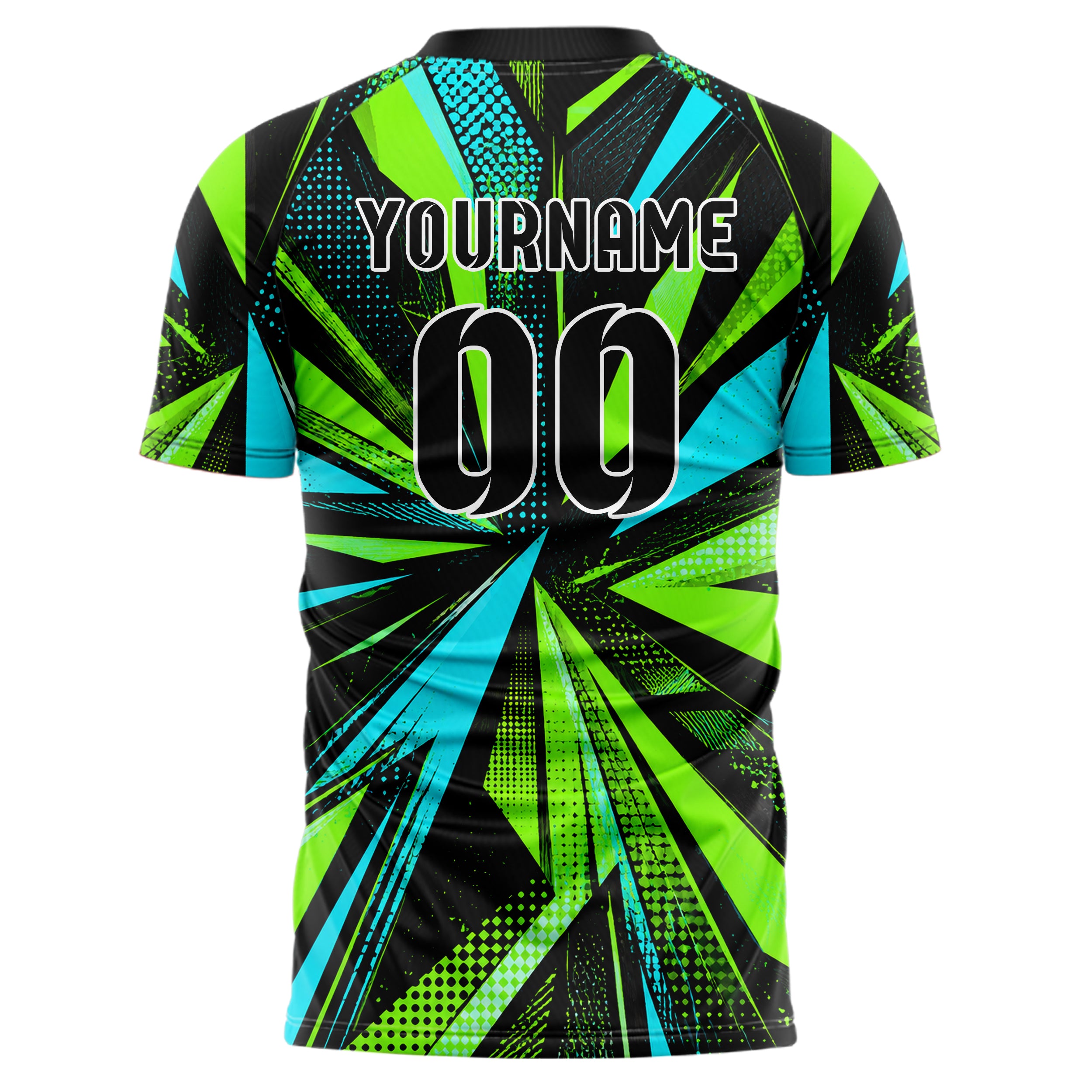 Neongruen lebendiges abstrakte Linien Polygon Shards Design 12-0210 individuelles Fußballtrikot back