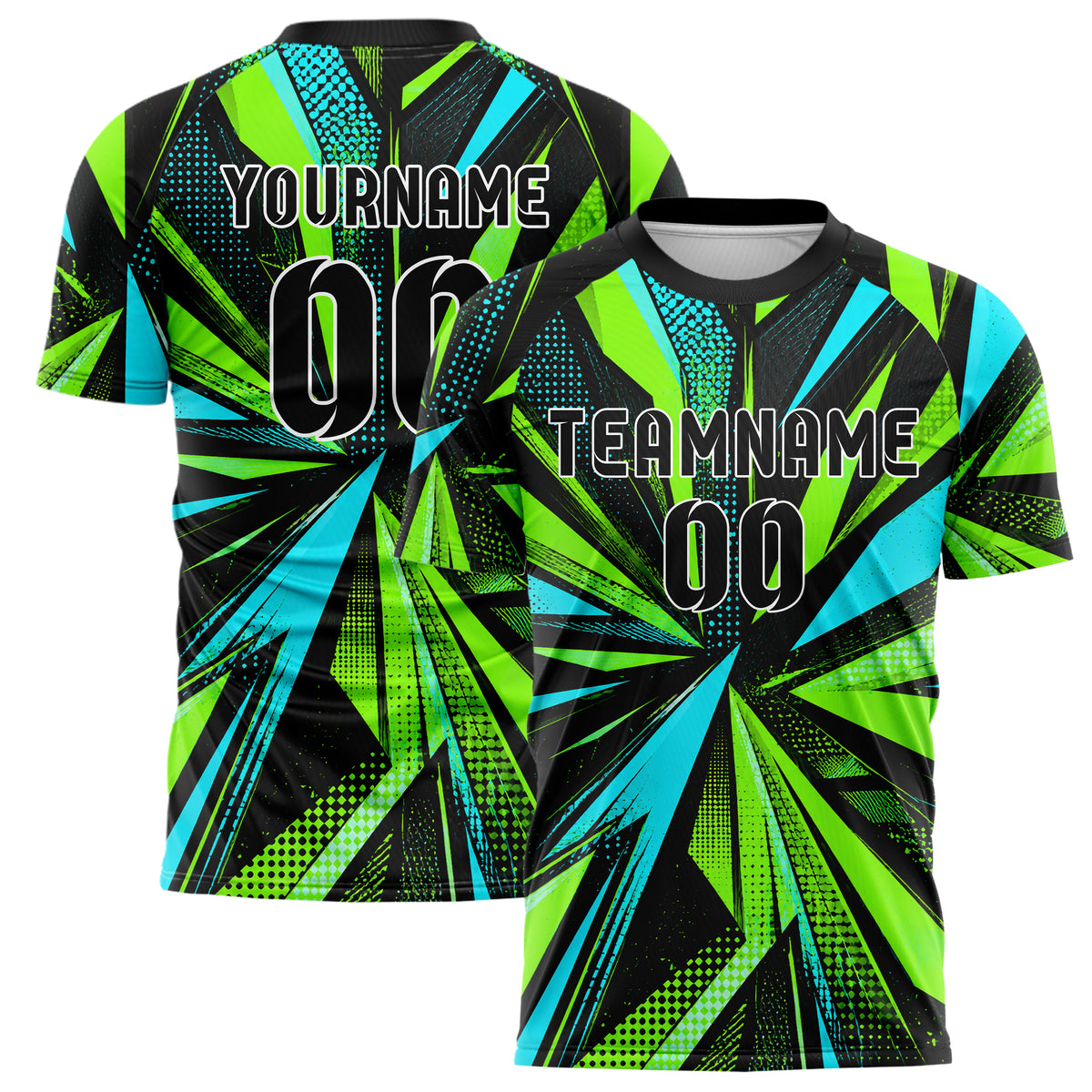 Neongruen lebendiges abstrakte Linien Polygon Shards Design 12-0210 individuelles Fußballtrikot main