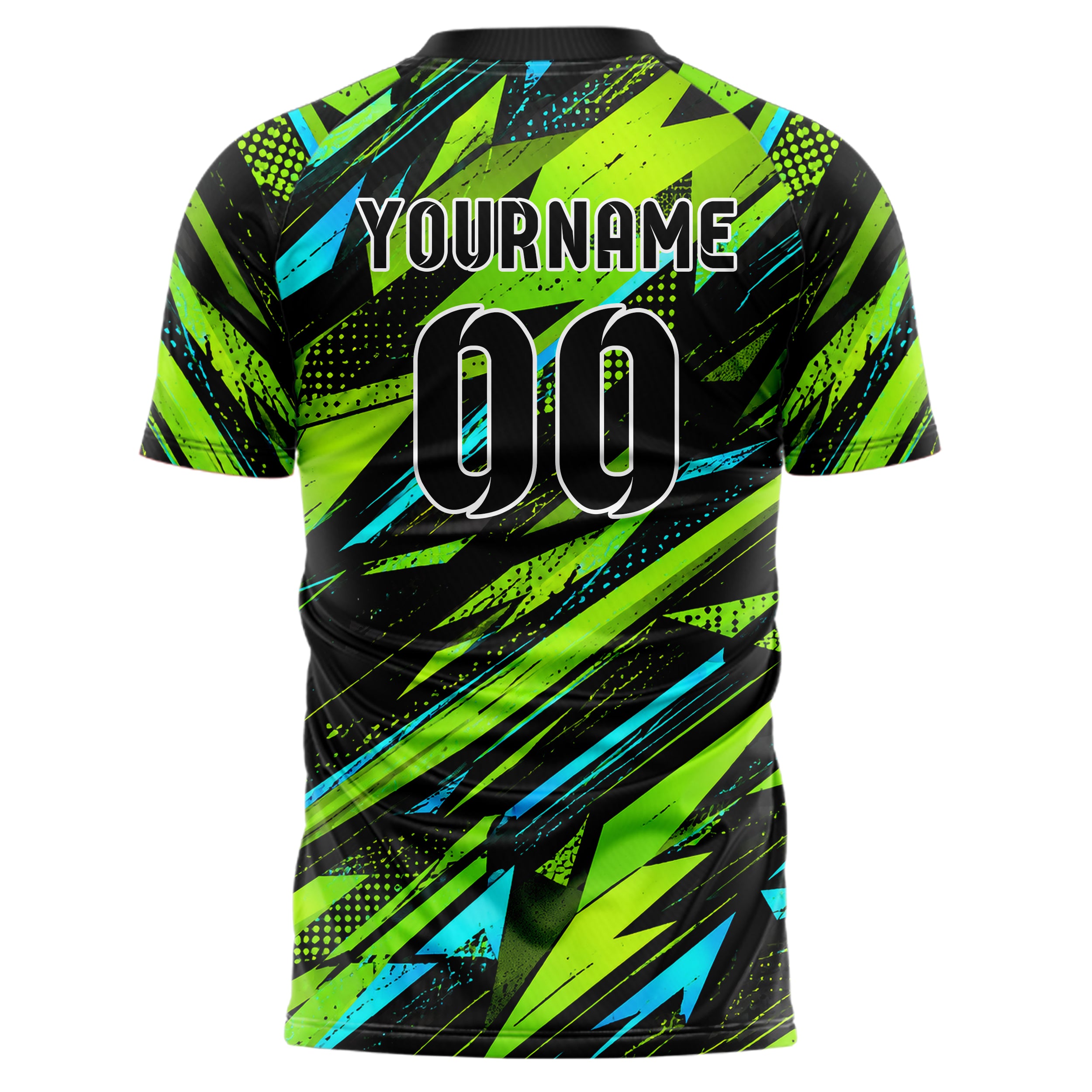 Neongruen lebendiges abstrakte Linien Polygon Shards Design 12-0378 individuelles Fußballtrikot back