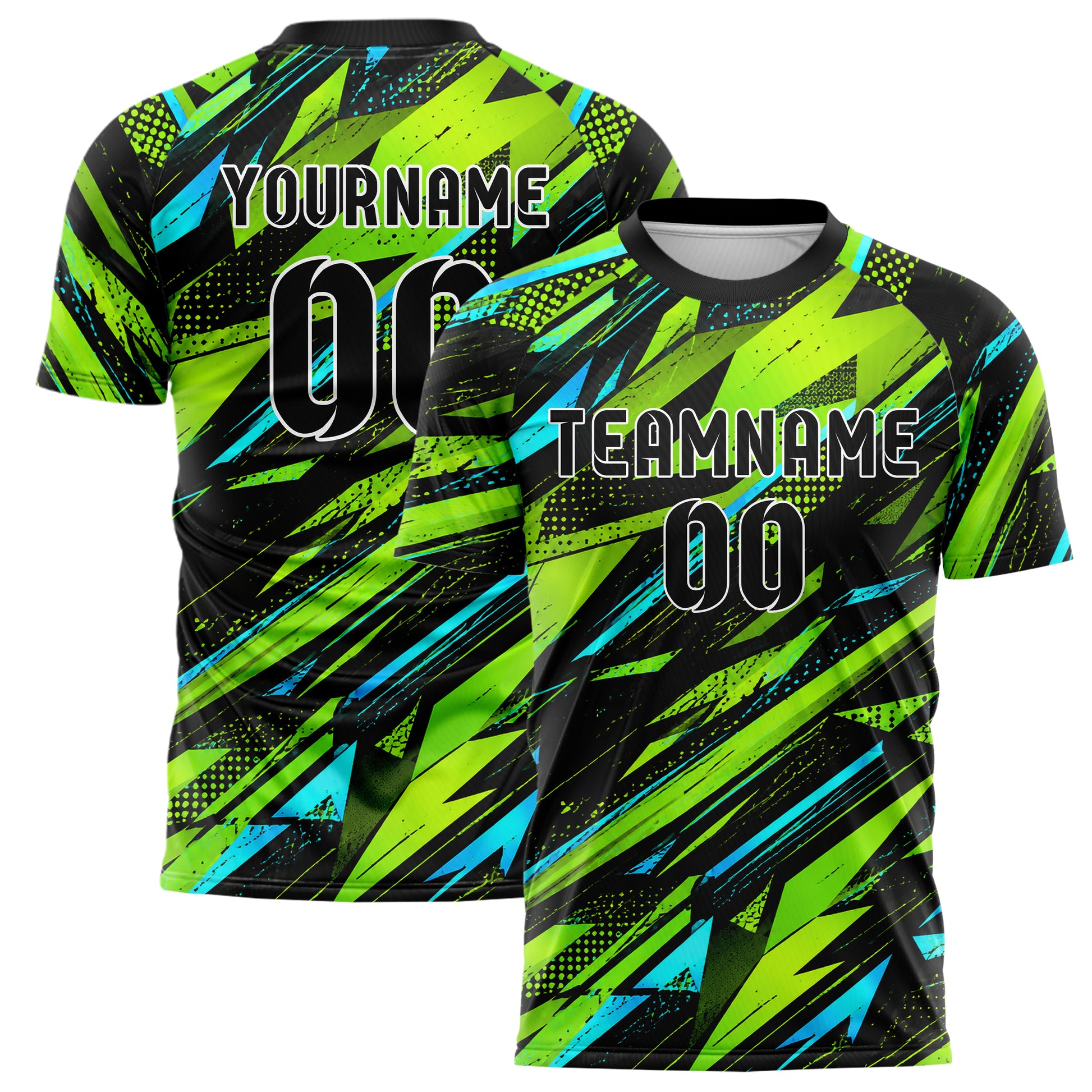 Neongruen lebendiges abstrakte Linien Polygon Shards Design 12-0378 individuelles Fußballtrikot main