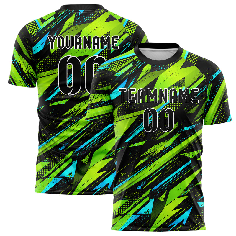 Neongruen lebendiges abstrakte Linien Polygon Shards Design 12-0378 individuelles Fußballtrikot main