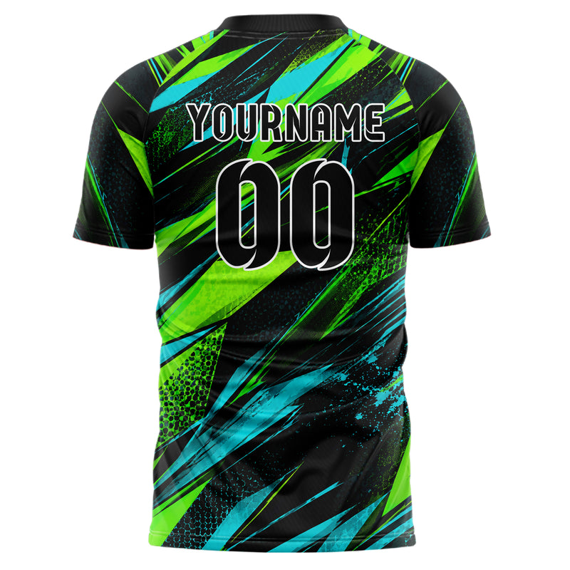 Neongruen lebendiges abstrakte Linien Polygon Shards Design 12-0402 individuelles Fußballtrikot back