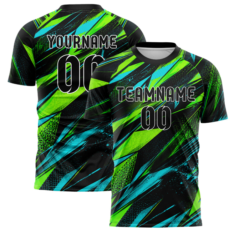 Neongruen lebendiges abstrakte Linien Polygon Shards Design 12-0402 individuelles Fußballtrikot main