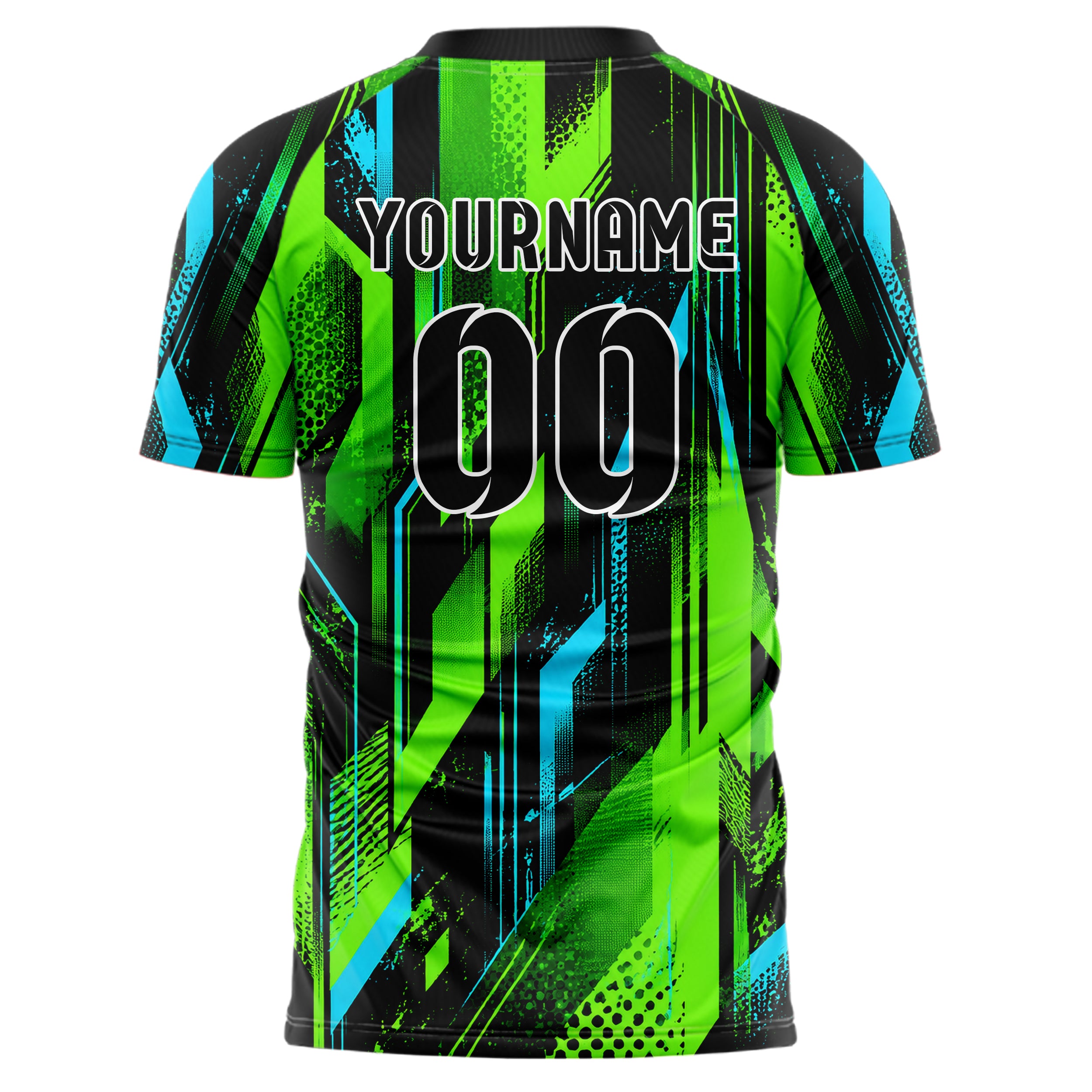 Neongruen lebendiges abstrakte Linien Polygon Shards Design 12-0426 individuelles Fußballtrikot back