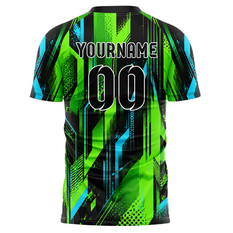 Neongruen lebendiges abstrakte Linien Polygon Shards Design 12-0426 individuelles Fußballtrikot back