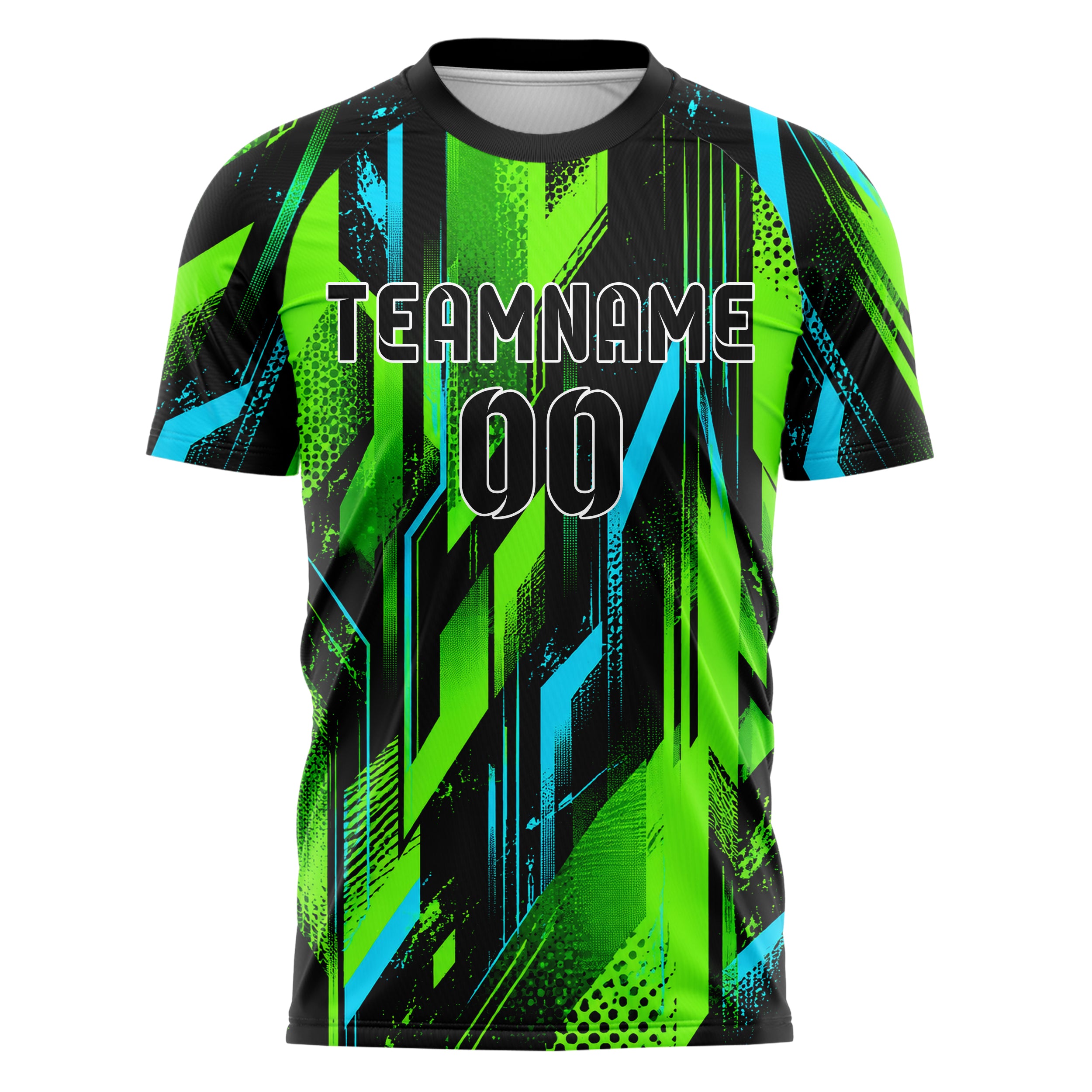 Neongruen lebendiges abstrakte Linien Polygon Shards Design 12-0426 individuelles Fußballtrikot front