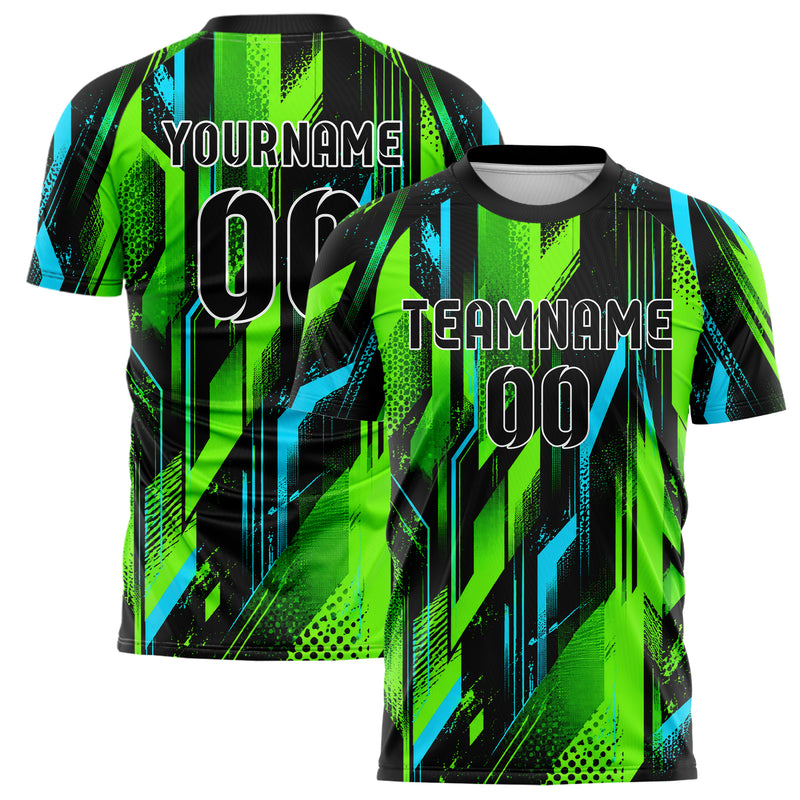 Neongruen lebendiges abstrakte Linien Polygon Shards Design 12-0426 individuelles Fußballtrikot main