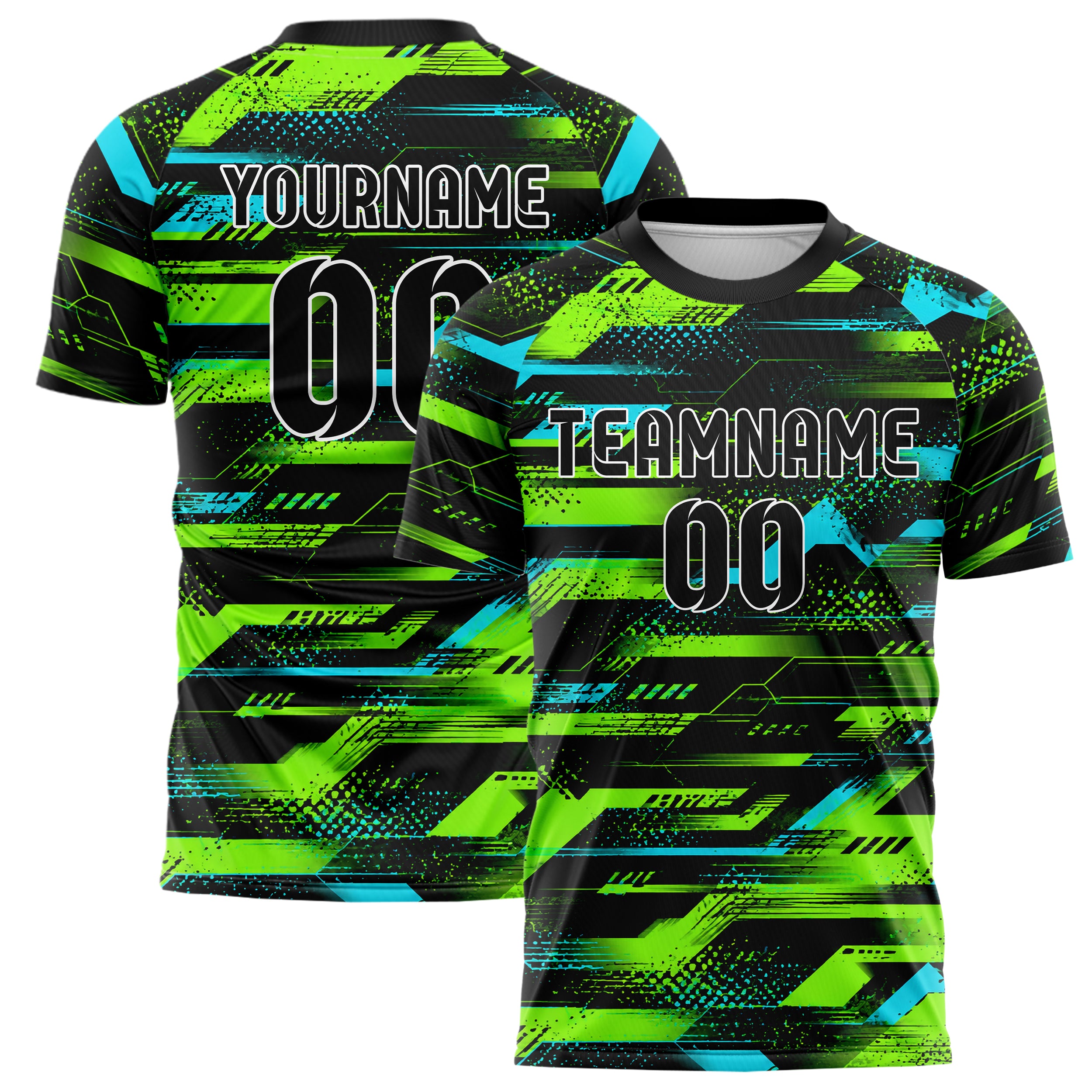 Neongruen lebendiges abstrakte Linien Speckles Line Accents Design 12-0528 individuelles Fußballtrikot main