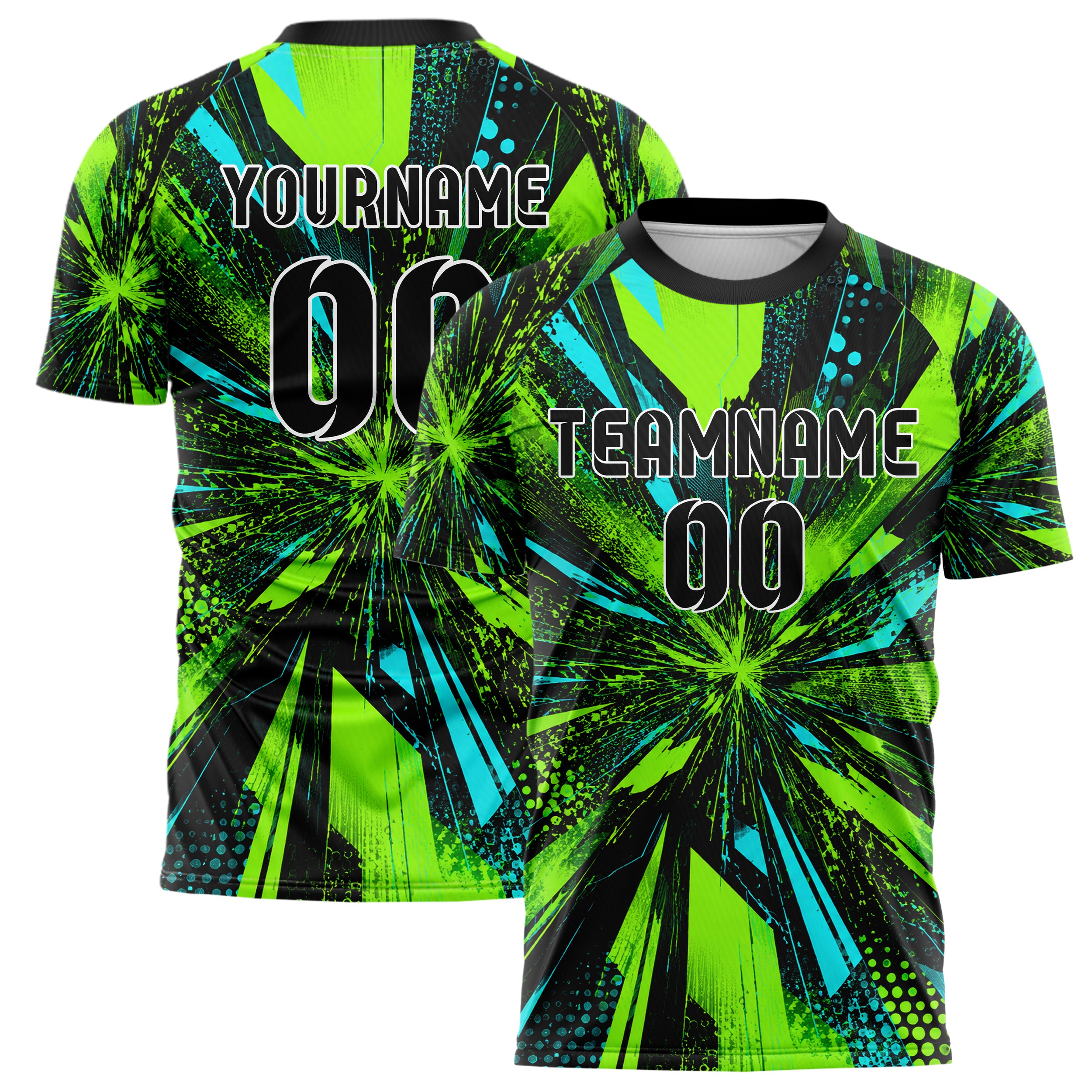 Neongruen lebendiges abstrakte Linien Speckles Line Accents Design 12-0552 individuelles Fußballtrikot main