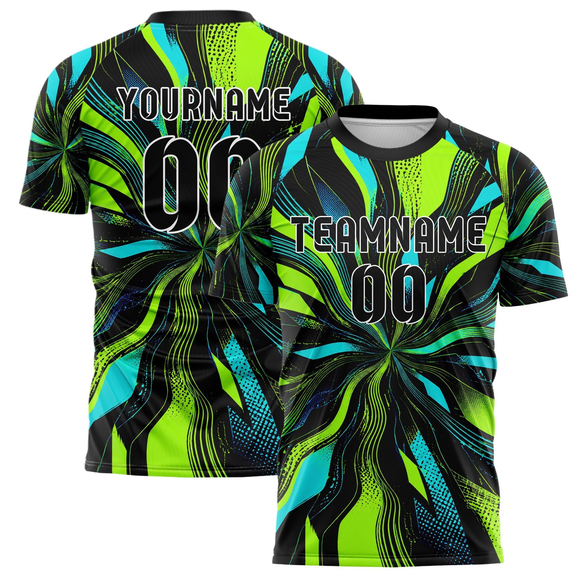 Neongruen lebendiges abstrakte Linien wavy Parallel Curves Design 12-0318 individuelles Fußballtrikot main
