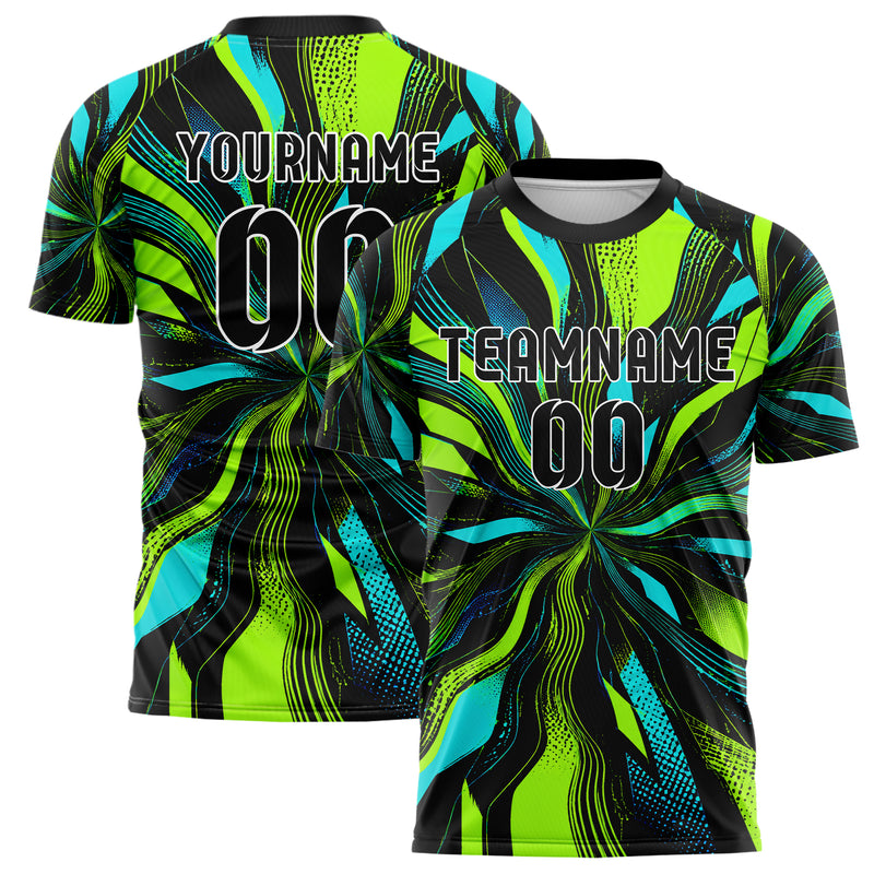 Neongruen lebendiges abstrakte Linien wavy Parallel Curves Design 12-0318 individuelles Fußballtrikot main
