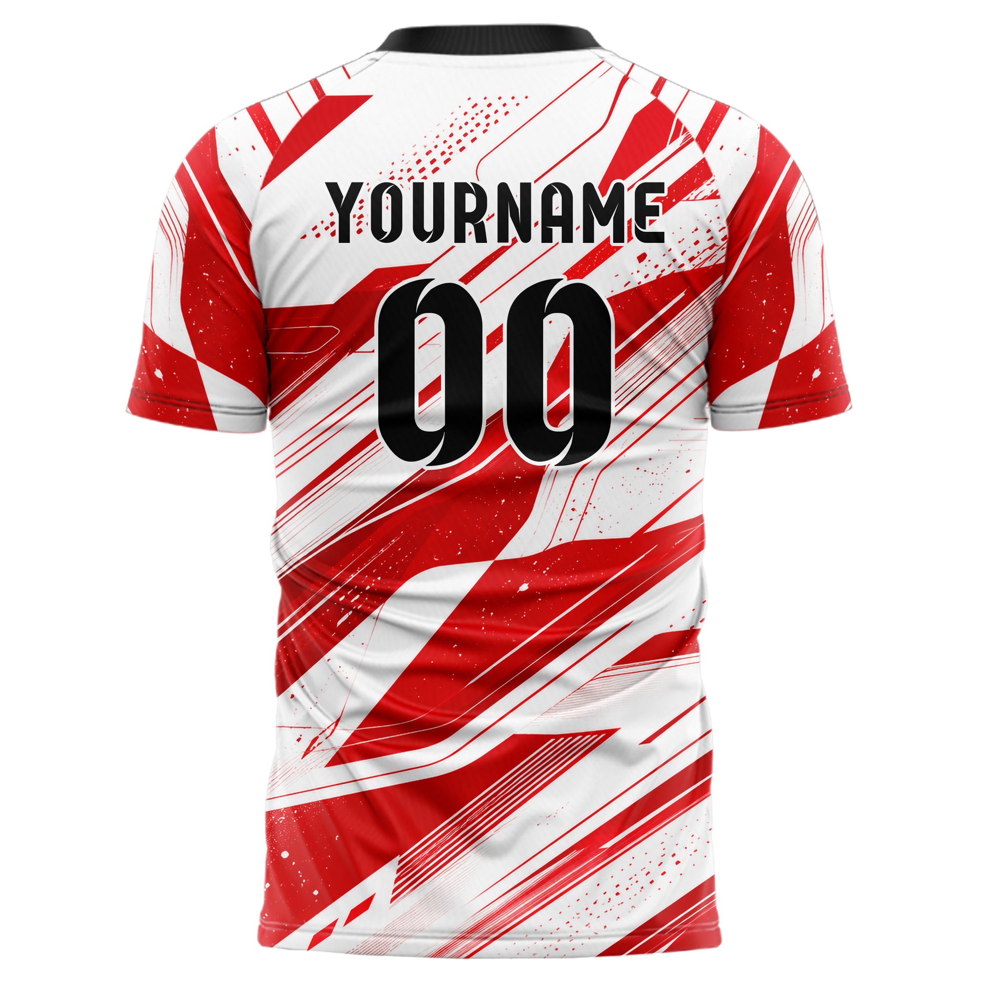 Rot klassisches abstrakte Linien asymmetrische Vector Panels Design 12-0073 individuelles Fußballtrikot back