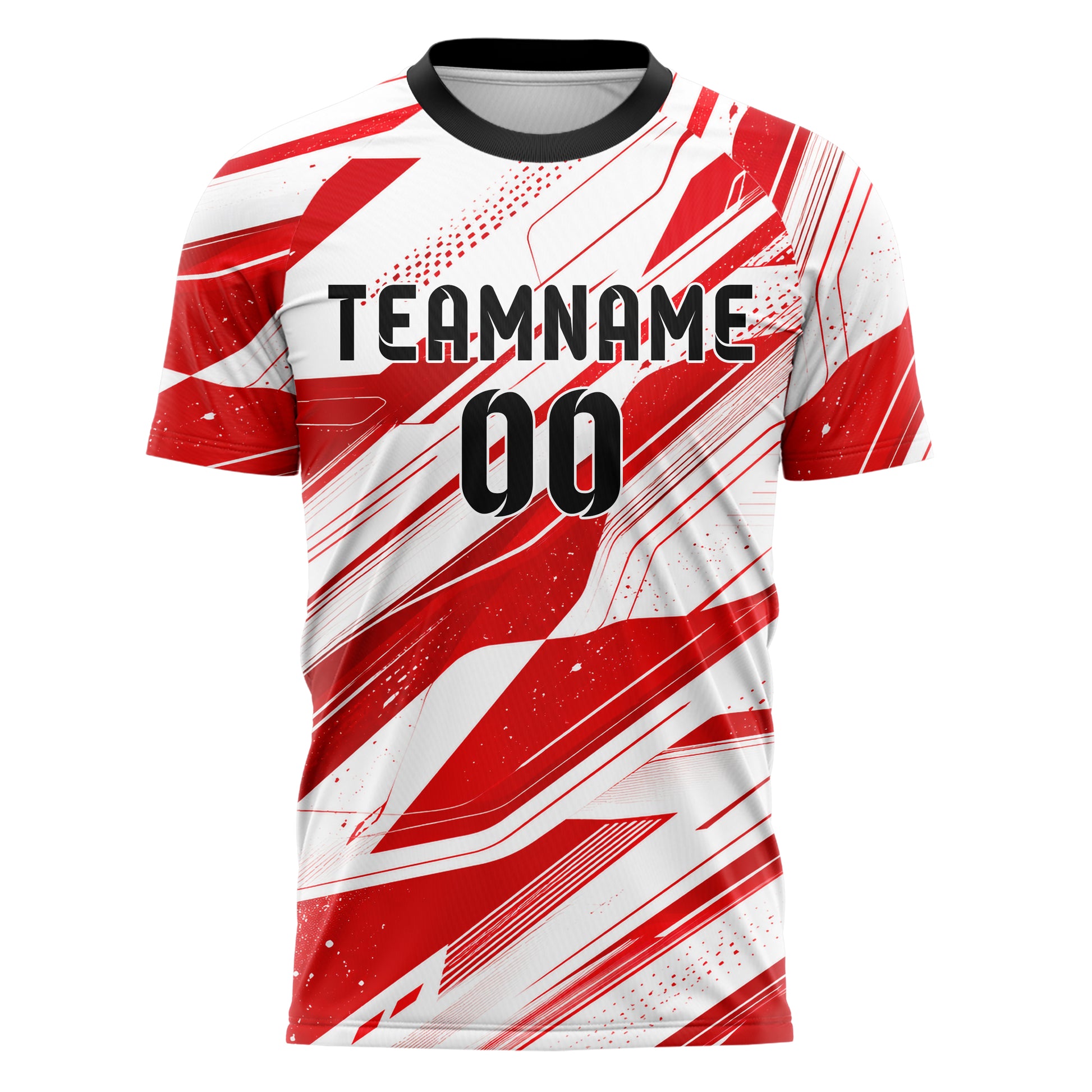 Rot klassisches abstrakte Linien asymmetrische Vector Panels Design 12-0073 individuelles Fußballtrikot front
