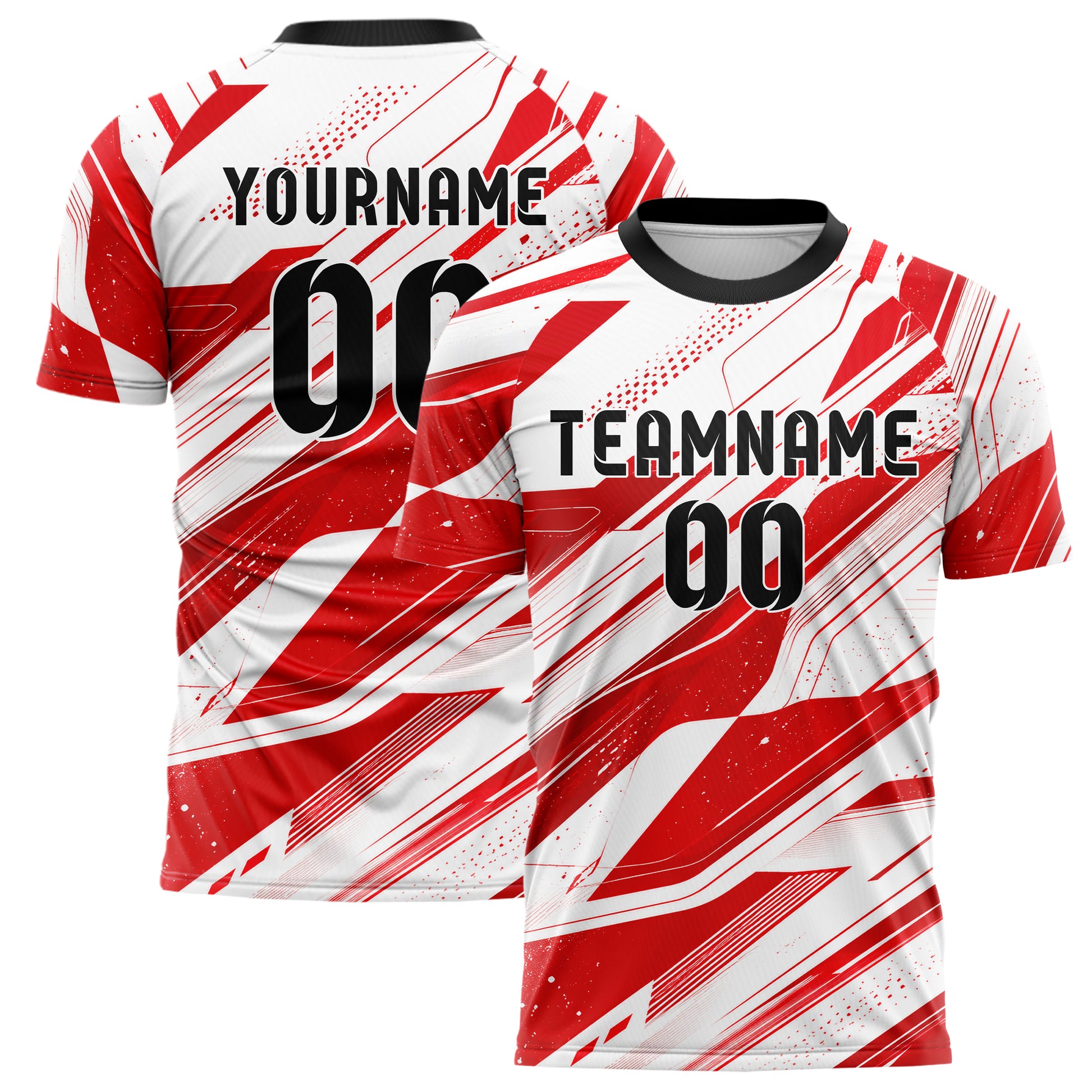 Rot klassisches abstrakte Linien asymmetrische Vector Panels Design 12-0073 individuelles Fußballtrikot main