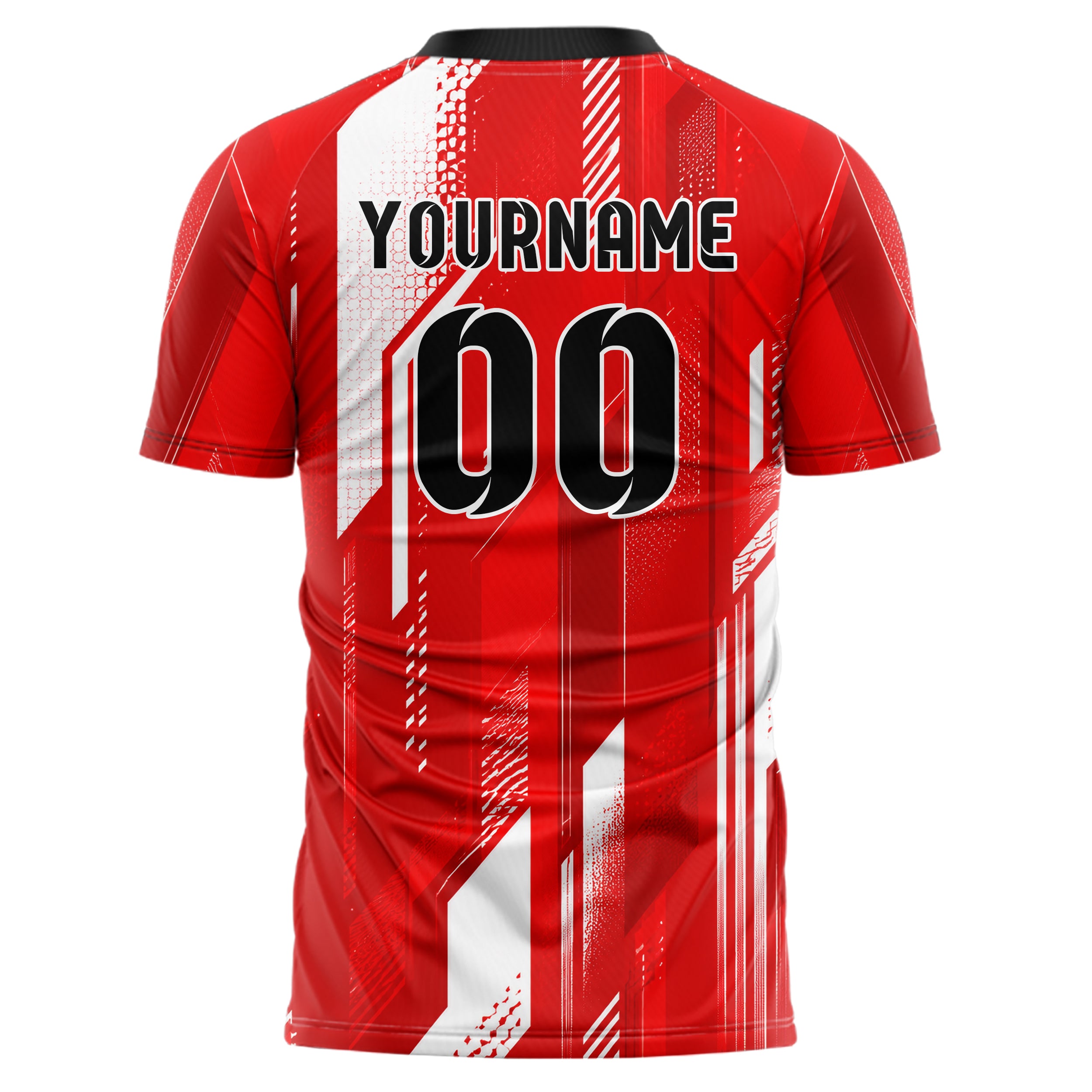 Rot klassisches abstrakte Linien asymmetrische Vector Panels Design 12-0577 individuelles Fußballtrikot back