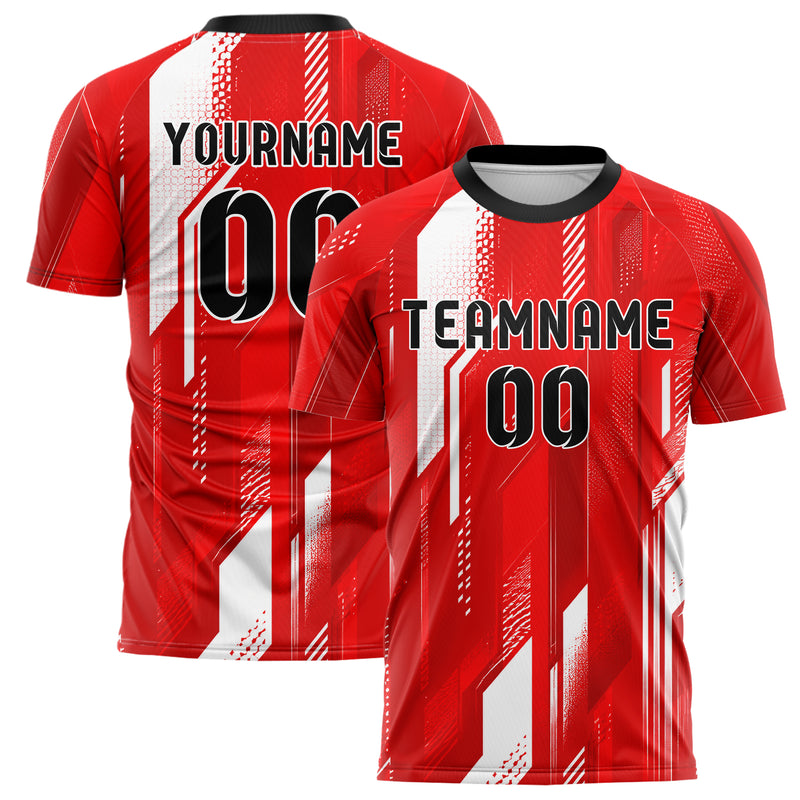 Rot klassisches abstrakte Linien asymmetrische Vector Panels Design 12-0577 individuelles Fußballtrikot main