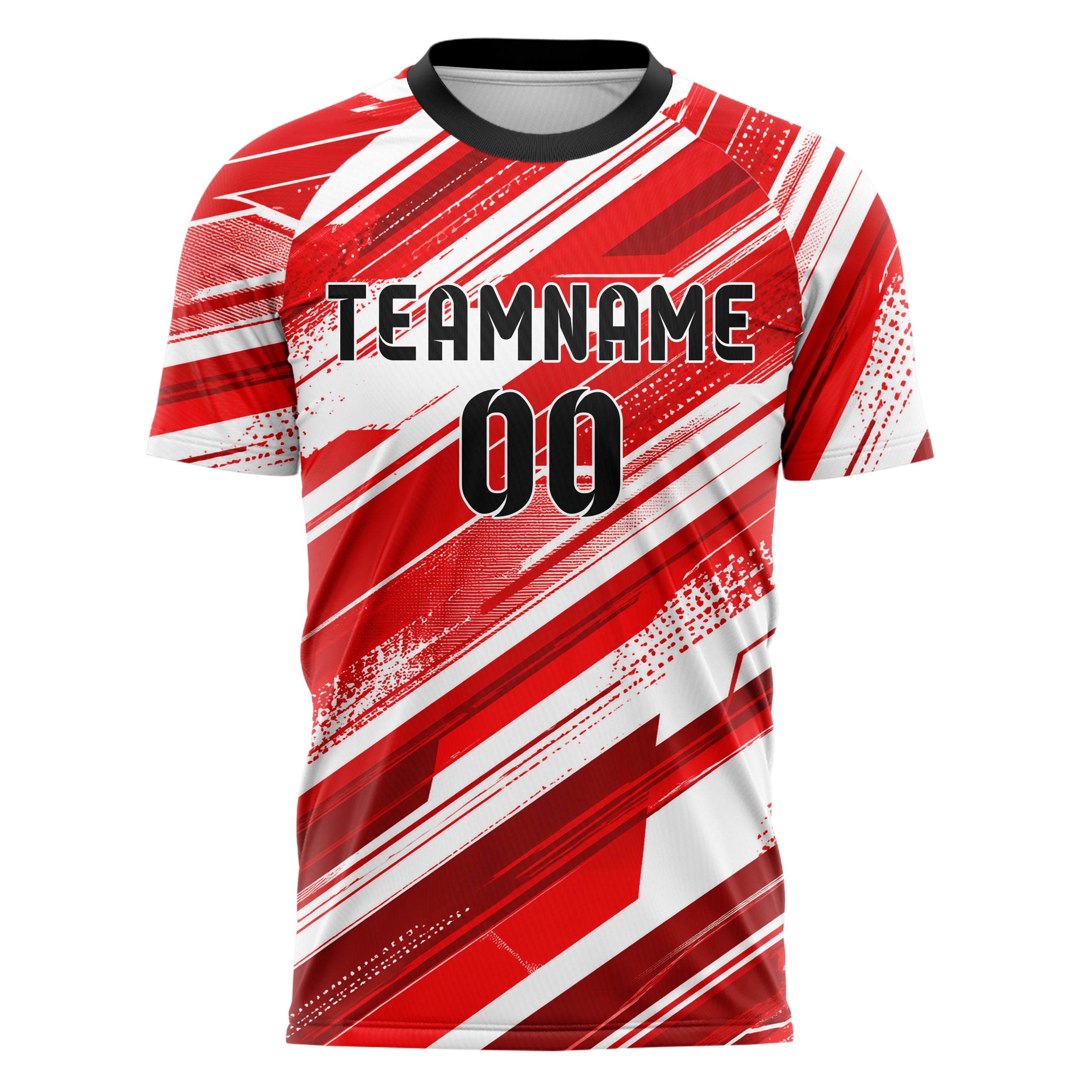 Rot klassisches abstrakte Linien diagonale Streamlines Design 12-0067 individuelles Fußballtrikot front
