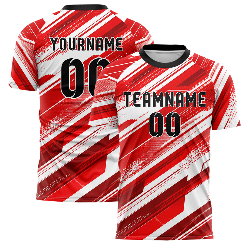 Rot klassisches abstrakte Linien diagonale Streamlines Design 12-0067 individuelles Fußballtrikot main