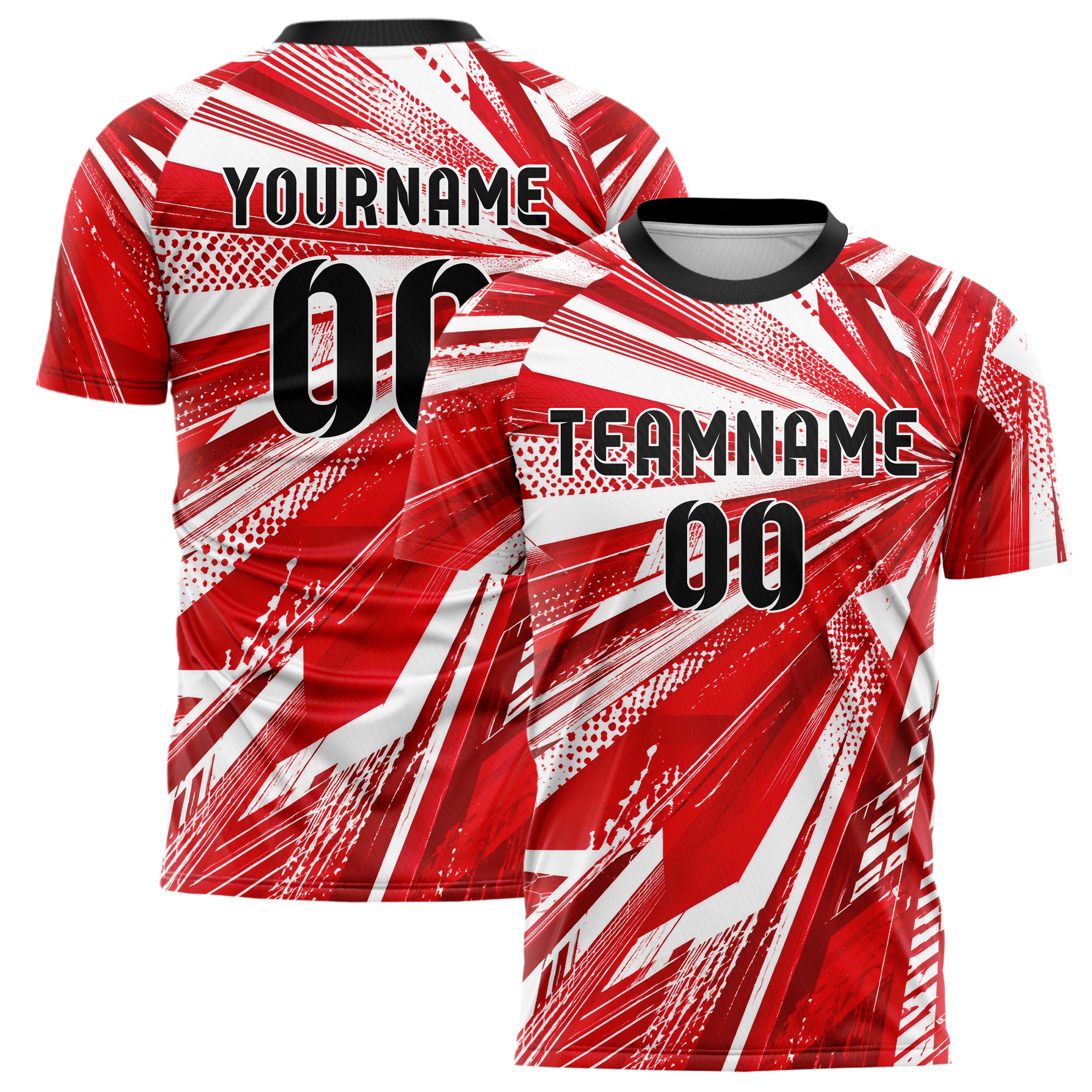 Rot klassisches abstrakte Linien diagonale Streamlines Design 12-0187 individuelles Fußballtrikot main