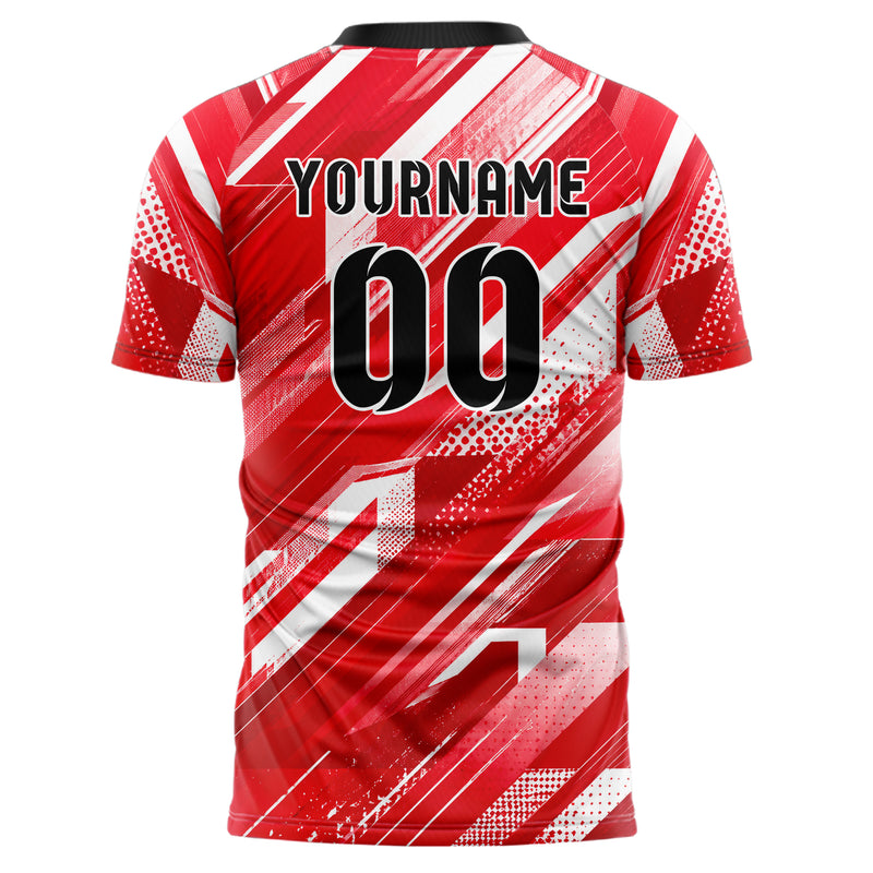 Rot klassisches abstrakte Linien diagonale Streamlines Design 12-0475 individuelles Fußballtrikot back