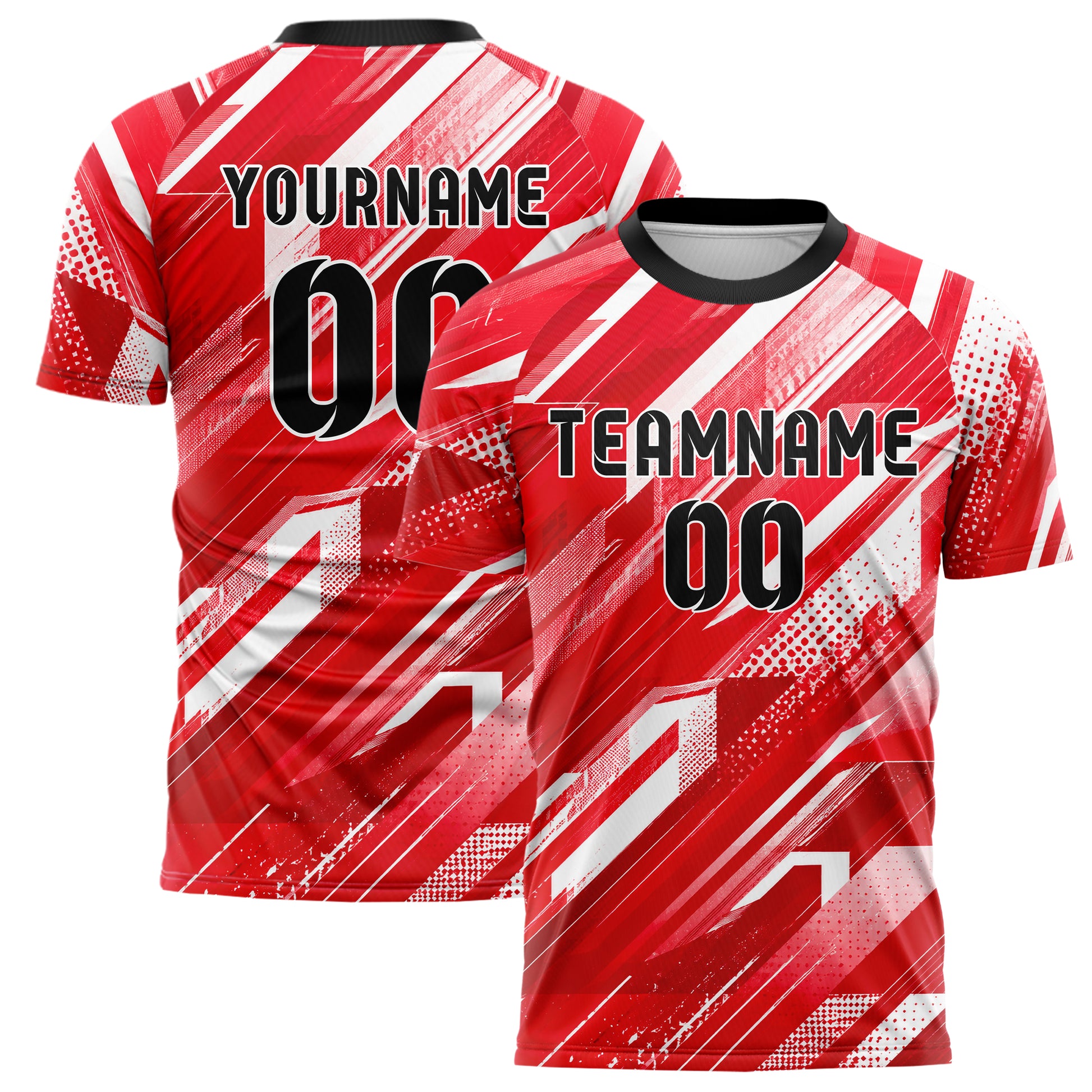 Rot klassisches abstrakte Linien diagonale Streamlines Design 12-0475 individuelles Fußballtrikot main