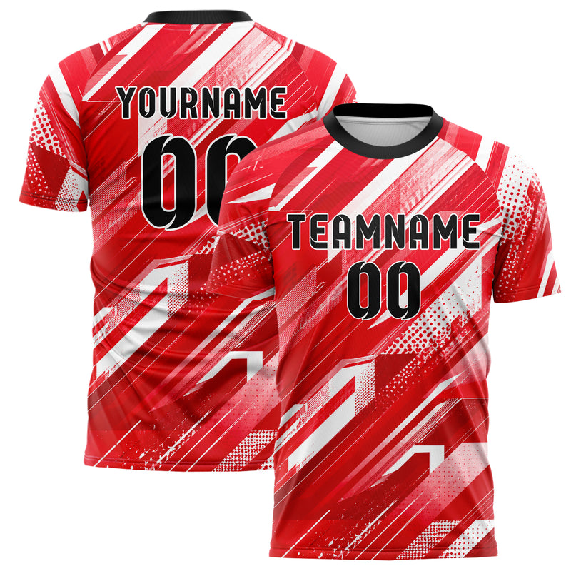 Rot klassisches abstrakte Linien diagonale Streamlines Design 12-0475 individuelles Fußballtrikot main