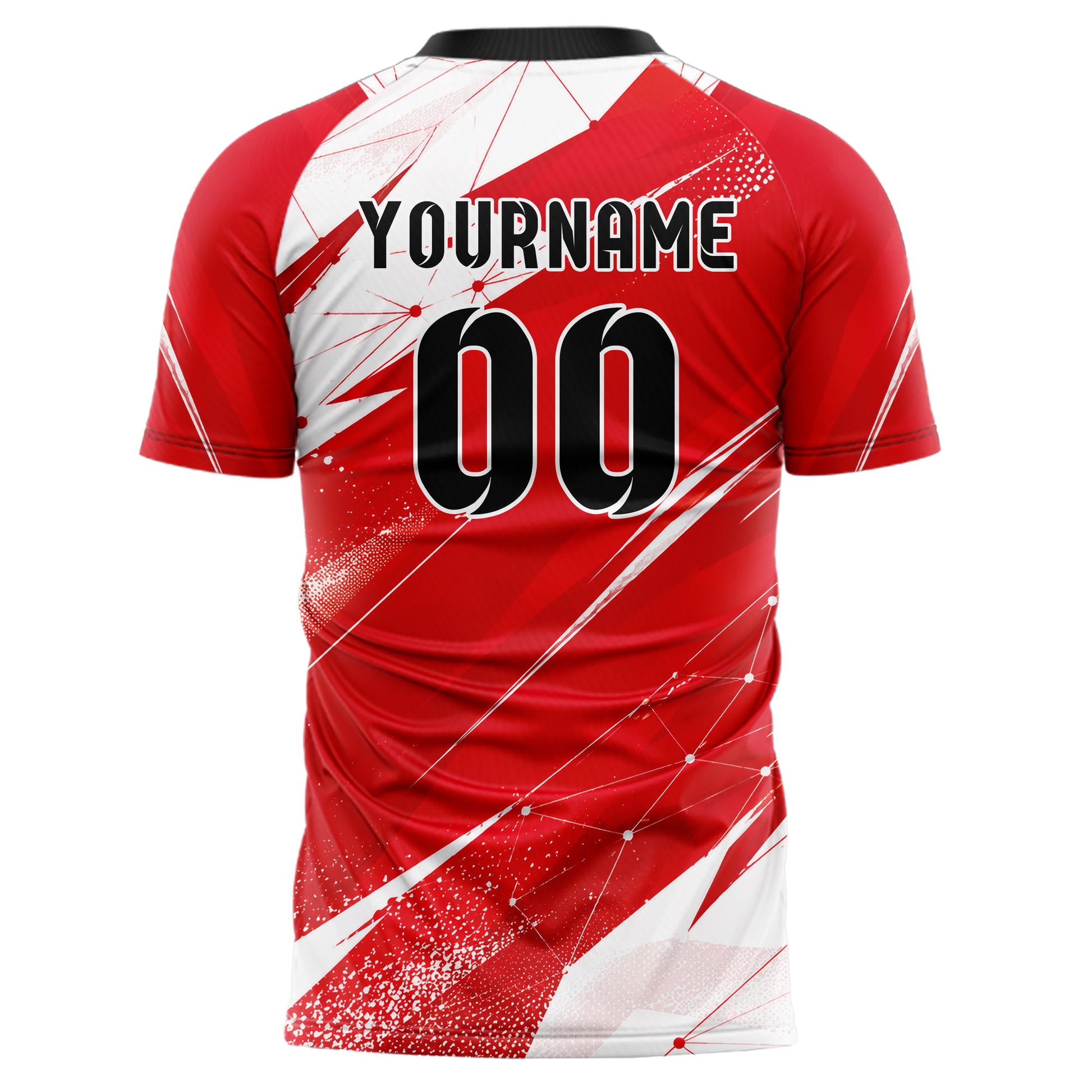 Rot klassisches abstrakte Linien Network Web Design 12-0055 individuelles Fußballtrikot back