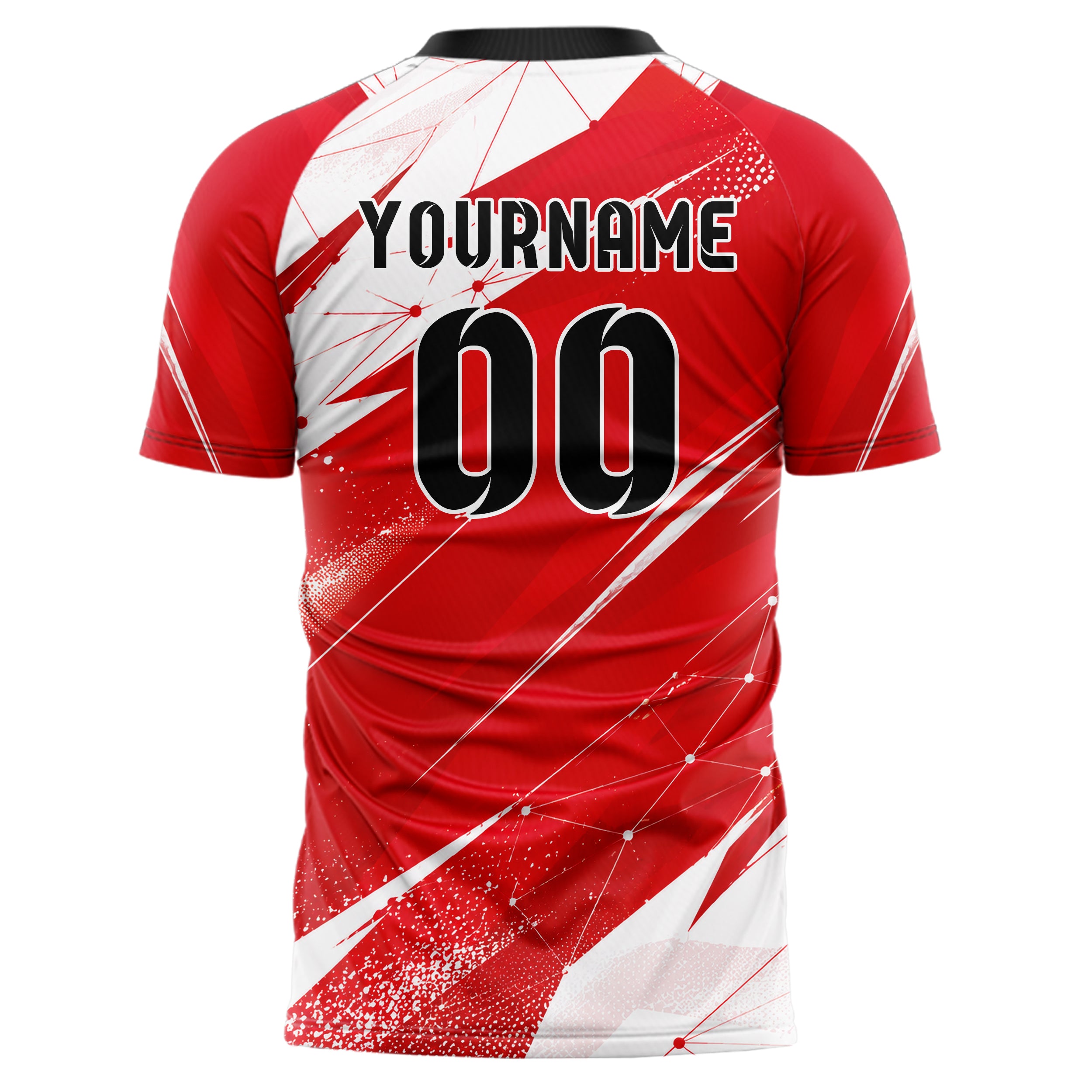 Rot klassisches abstrakte Linien Network Web Design 12-0055 individuelles Fußballtrikot back