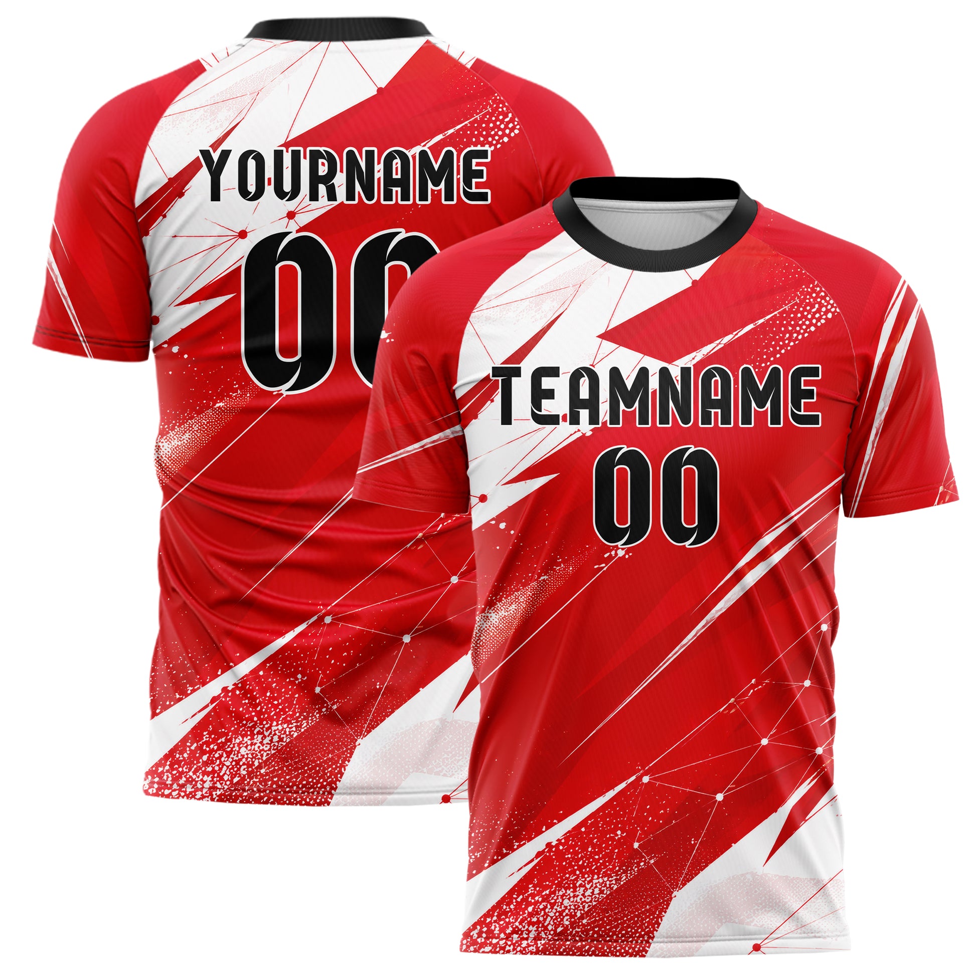 Rot klassisches abstrakte Linien Network Web Design 12-0055 individuelles Fußballtrikot main