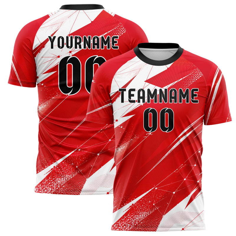 Rot klassisches abstrakte Linien Network Web Design 12-0055 individuelles Fußballtrikot main
