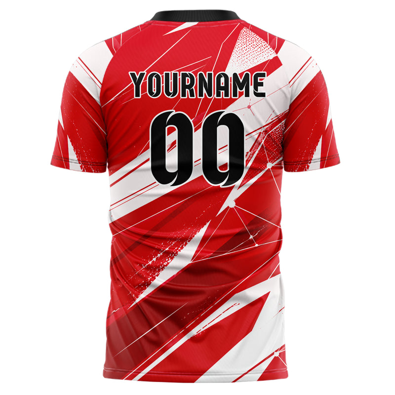 Rot klassisches abstrakte Linien Network Web Design 12-0127 individuelles Fußballtrikot back