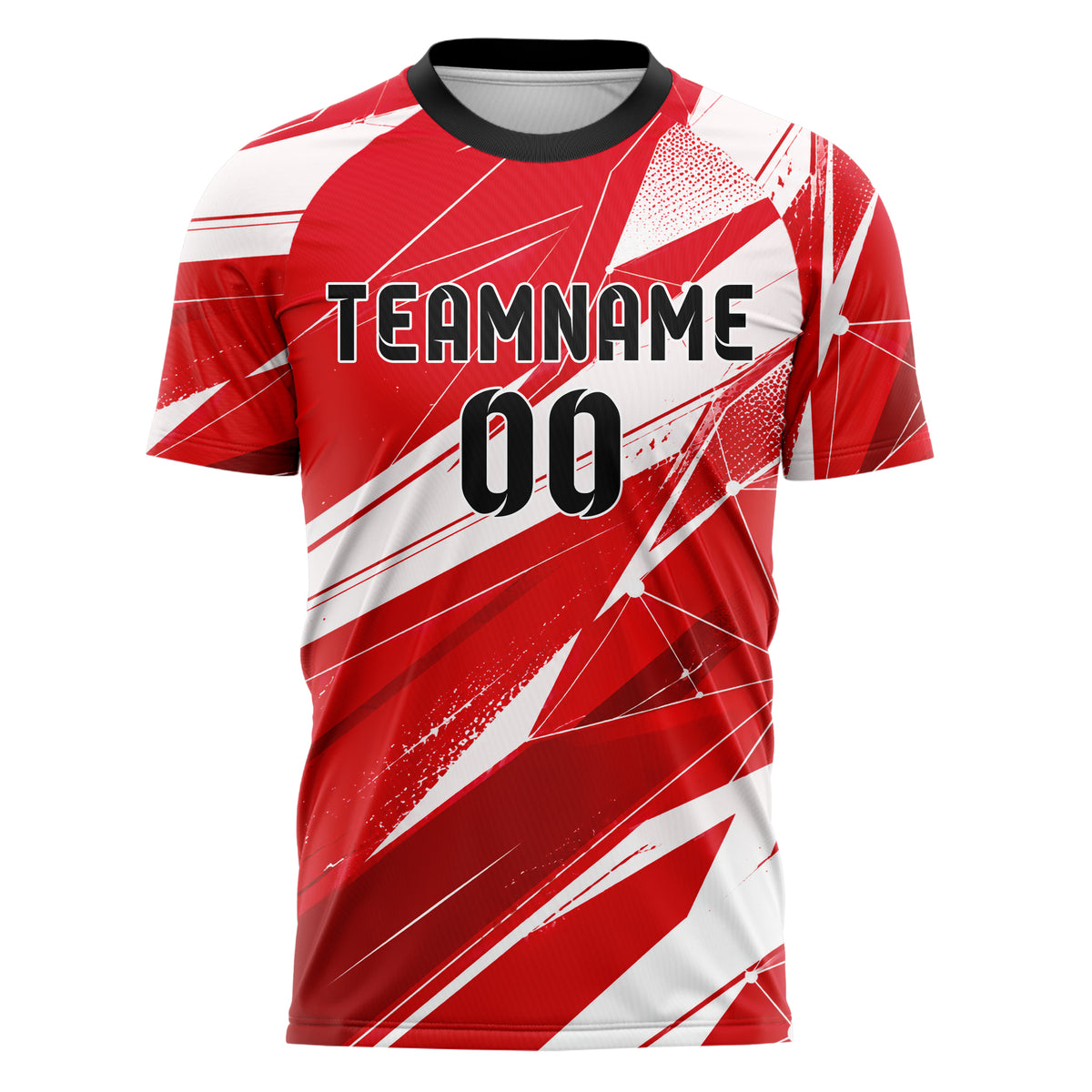 Rot klassisches abstrakte Linien Network Web Design 12-0127 individuelles Fußballtrikot front