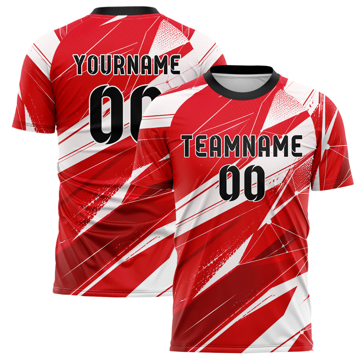 Rot klassisches abstrakte Linien Network Web Design 12-0127 individuelles Fußballtrikot main