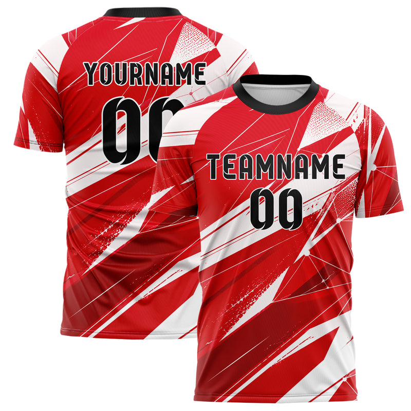 Rot klassisches abstrakte Linien Network Web Design 12-0127 individuelles Fußballtrikot main