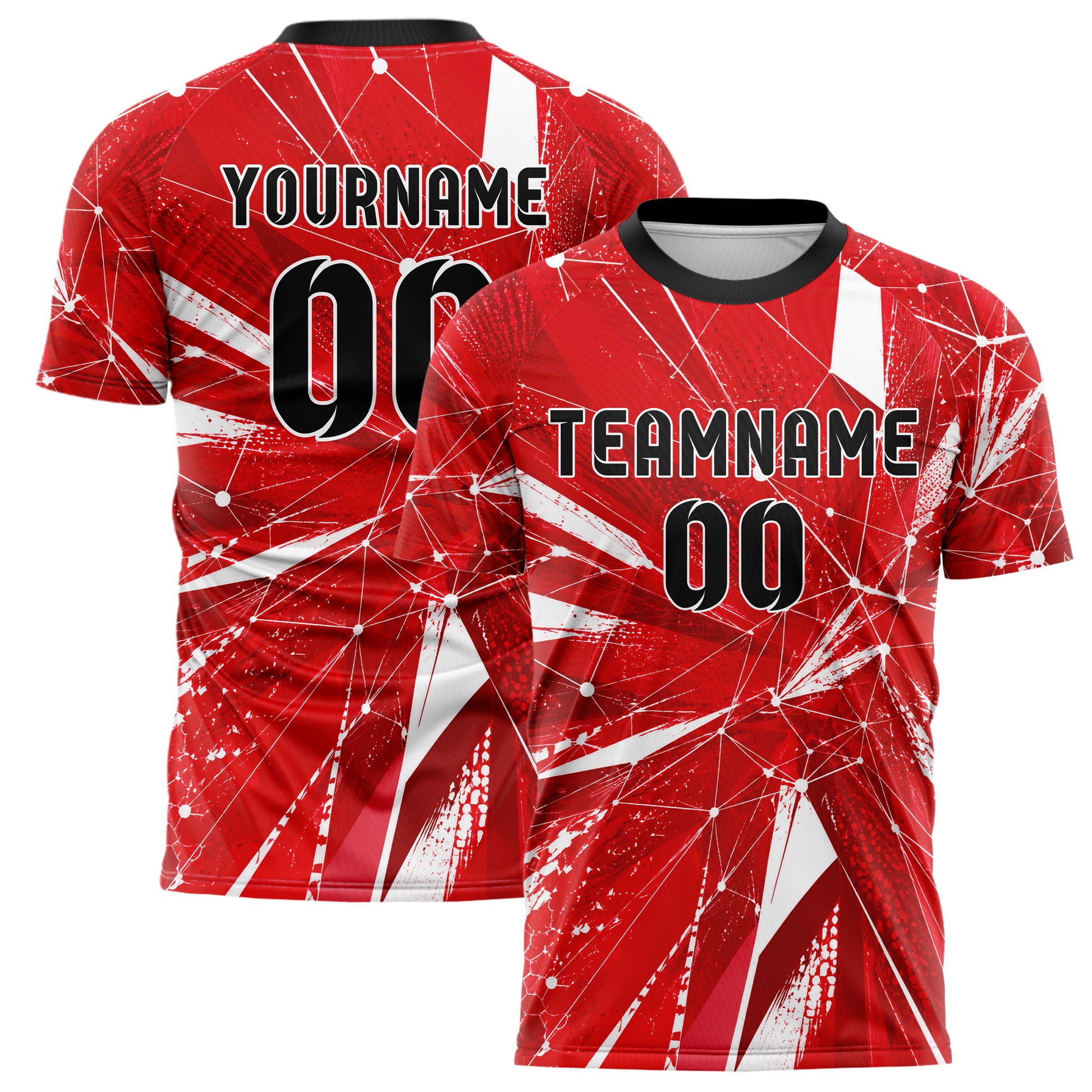 Rot klassisches abstrakte Linien Network Web Design 12-0319 individuelles Fußballtrikot main